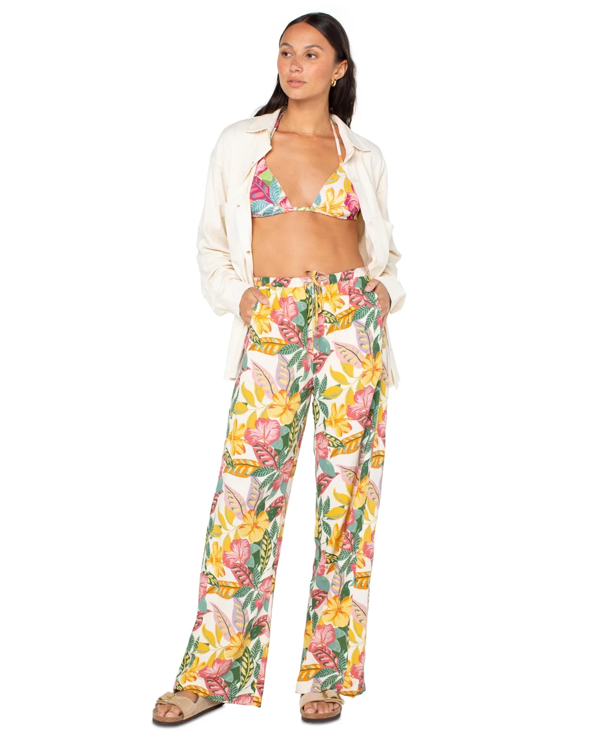 So Precious Floral Drawstring-Waist Pants by Roxy