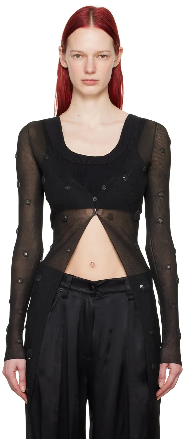 Black Ribbed Cardigan