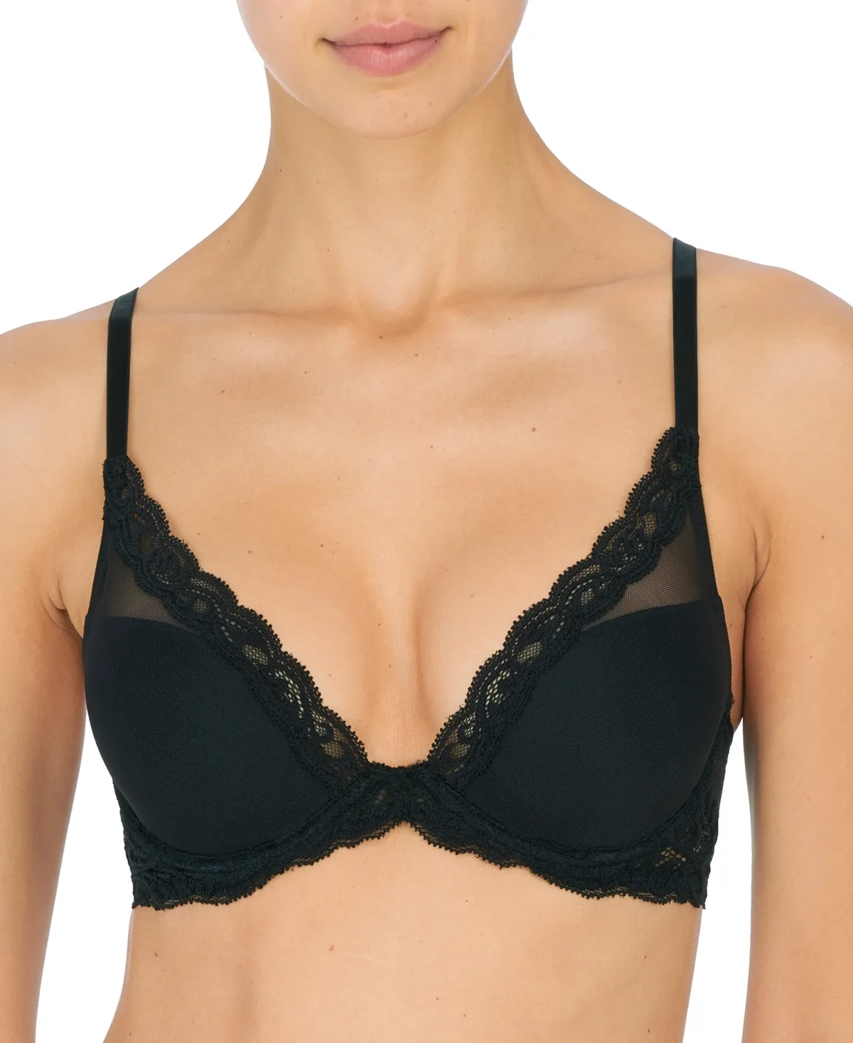 Feathers Lace Contour Underwire Plunge Bra