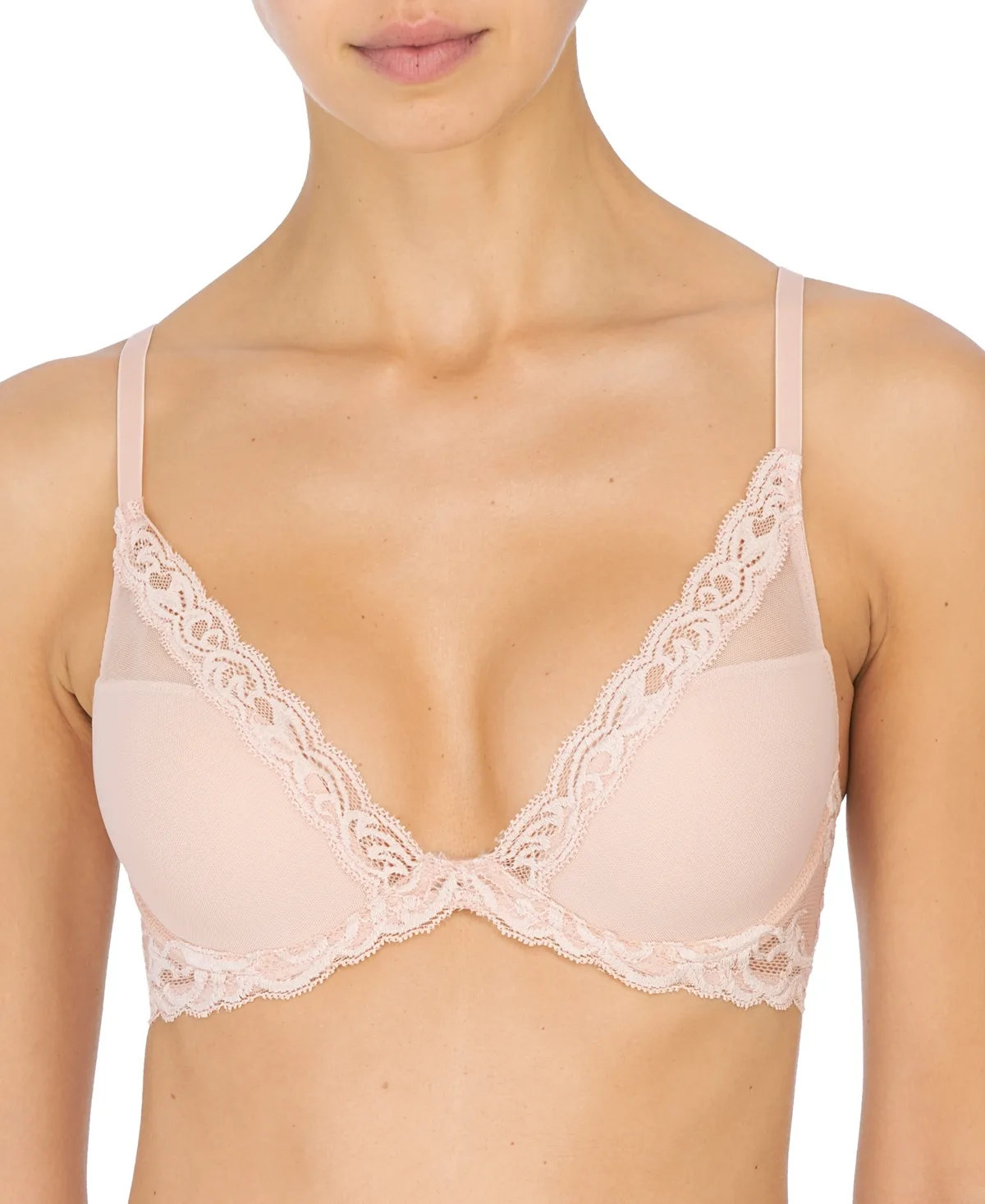 Feathers Lace Contour Underwire Plunge Bra