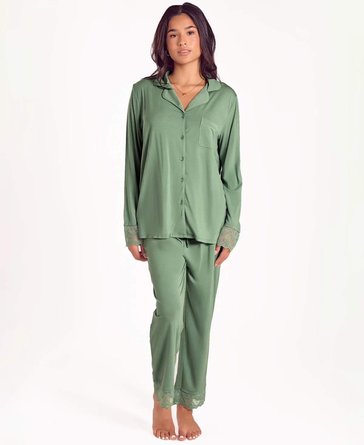 Stretch Knit Long-Sleeve Pajama Set by Icollection