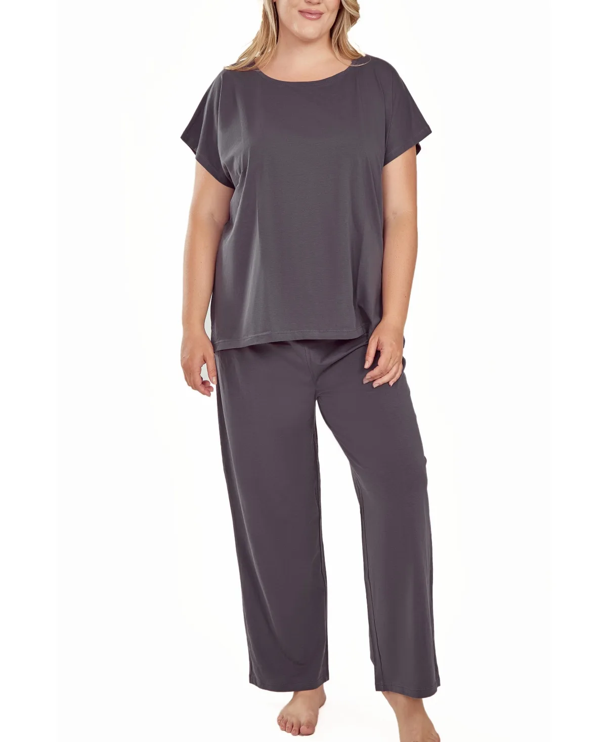 Soft Knit Top and Crop Pant Pajama Set by Icollection