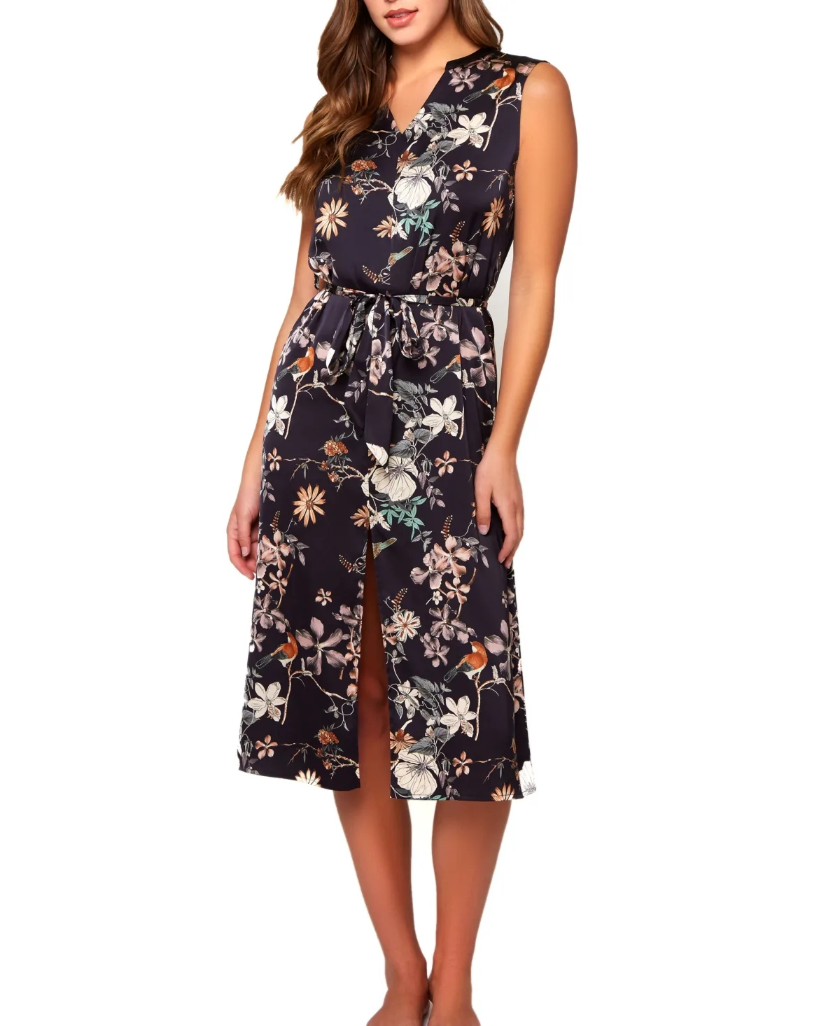 Iris Slip Over Stretch Satin Floral Dress or Gown by Icollection