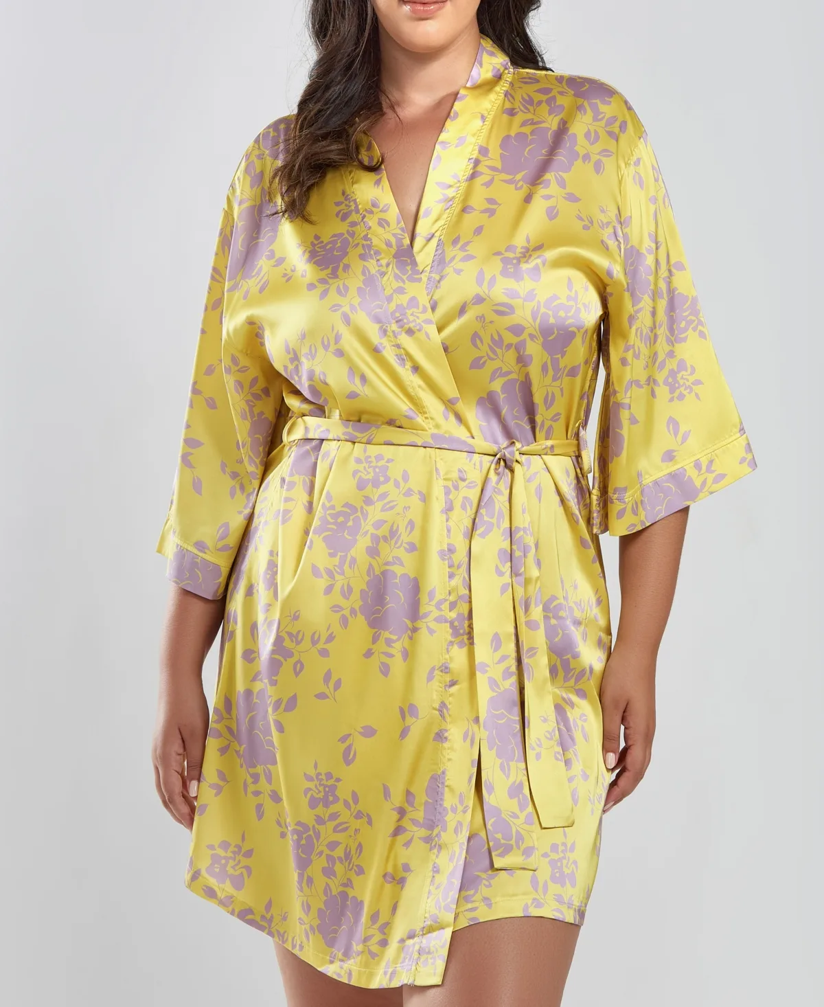 Fiona Satin Print Robe by Icollection