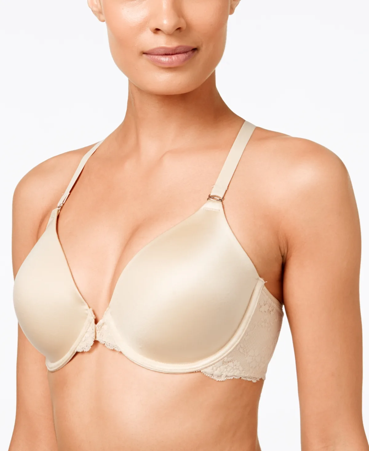 One Fab Fit Lace T-Back Shaping Underwire Front Close Bra