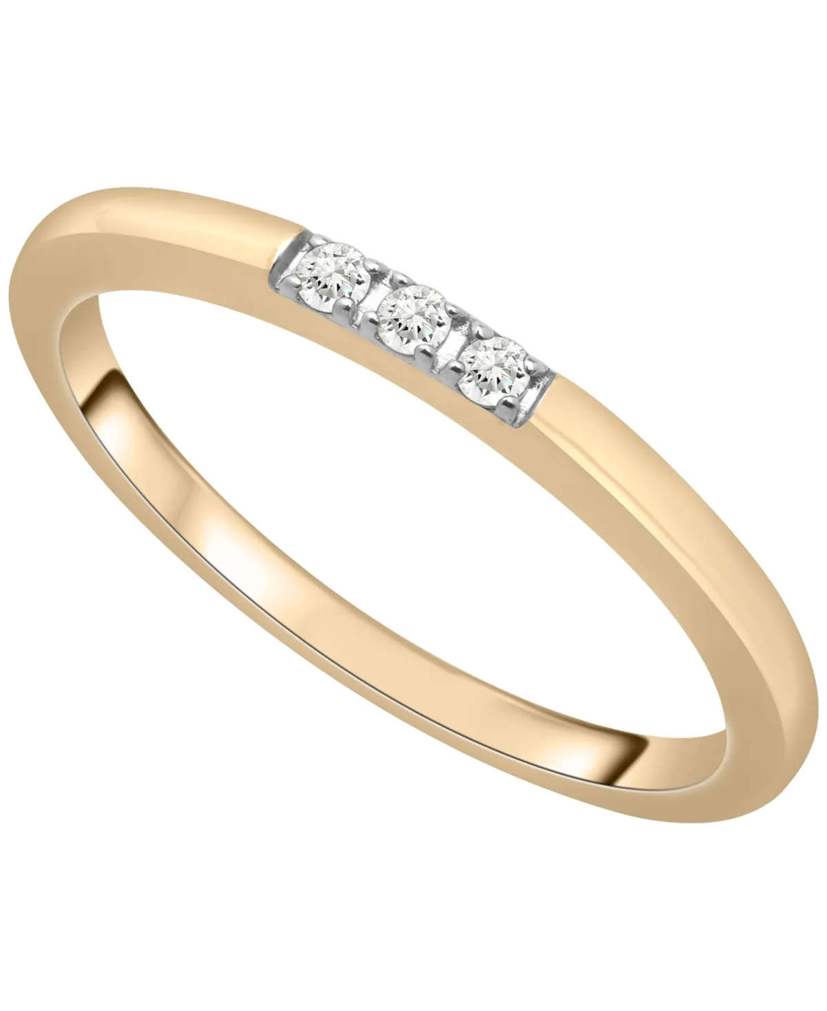 Diamond 3-Stone Ring (1/20 ct. t.w.) in 10K Yellow Gold with White Rhodium by Wrapped