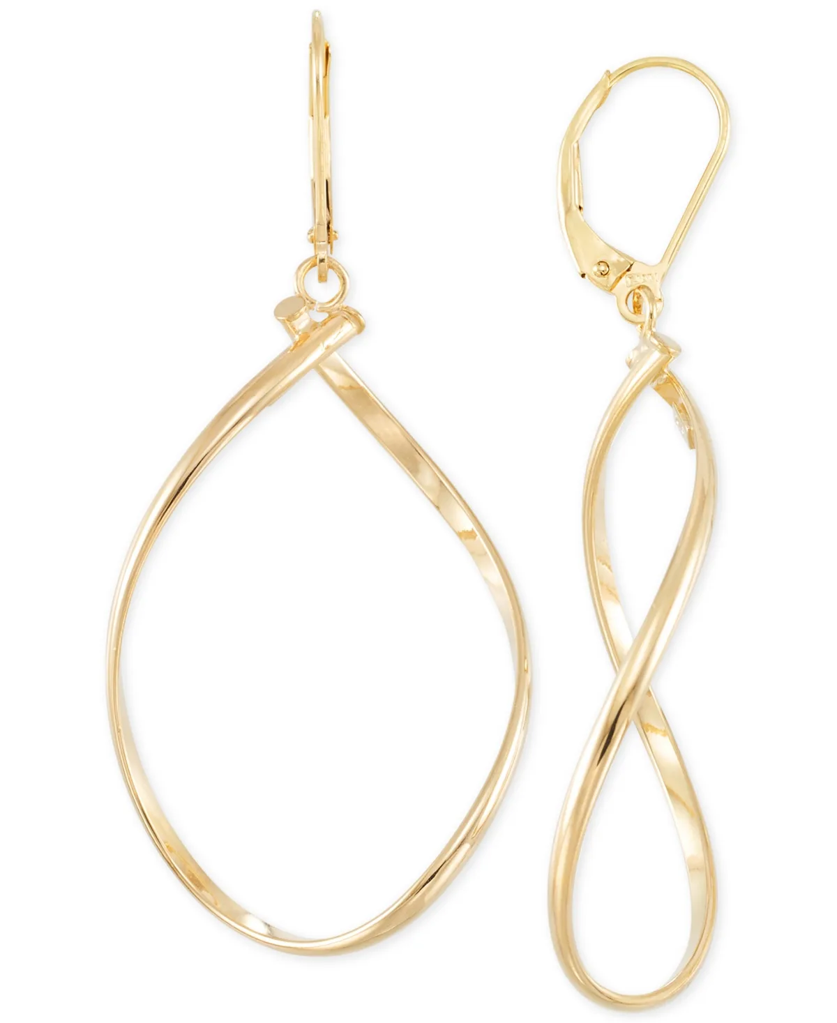 Polished Twist Illusion Drop Earrings in 14k Gold by Italian Gold