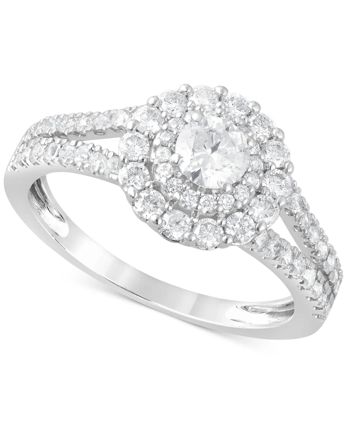 Diamond Double Halo Ring (1 ct. t.w.) in 14k White Gold by Macy's