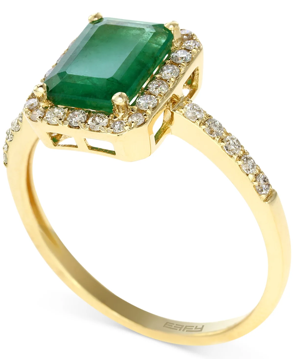 Effy Emerald (1-3/8 ct. t.w.) and Diamond (1/4 ct. t.w.) Ring in 14k Gold, Created for Macy's