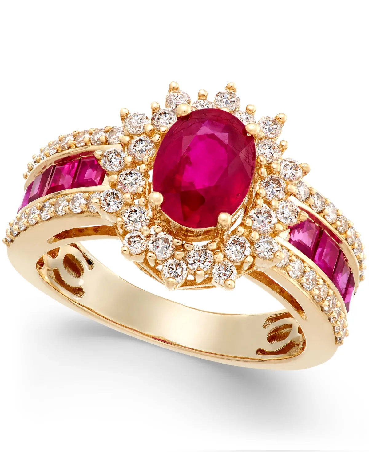 Sapphire (2-1/3 ct. t.w) and Diamond (3/4 ct. t.w.) Ring in 14k White Gold (also Available in Ruby and Emerald) by Macy's