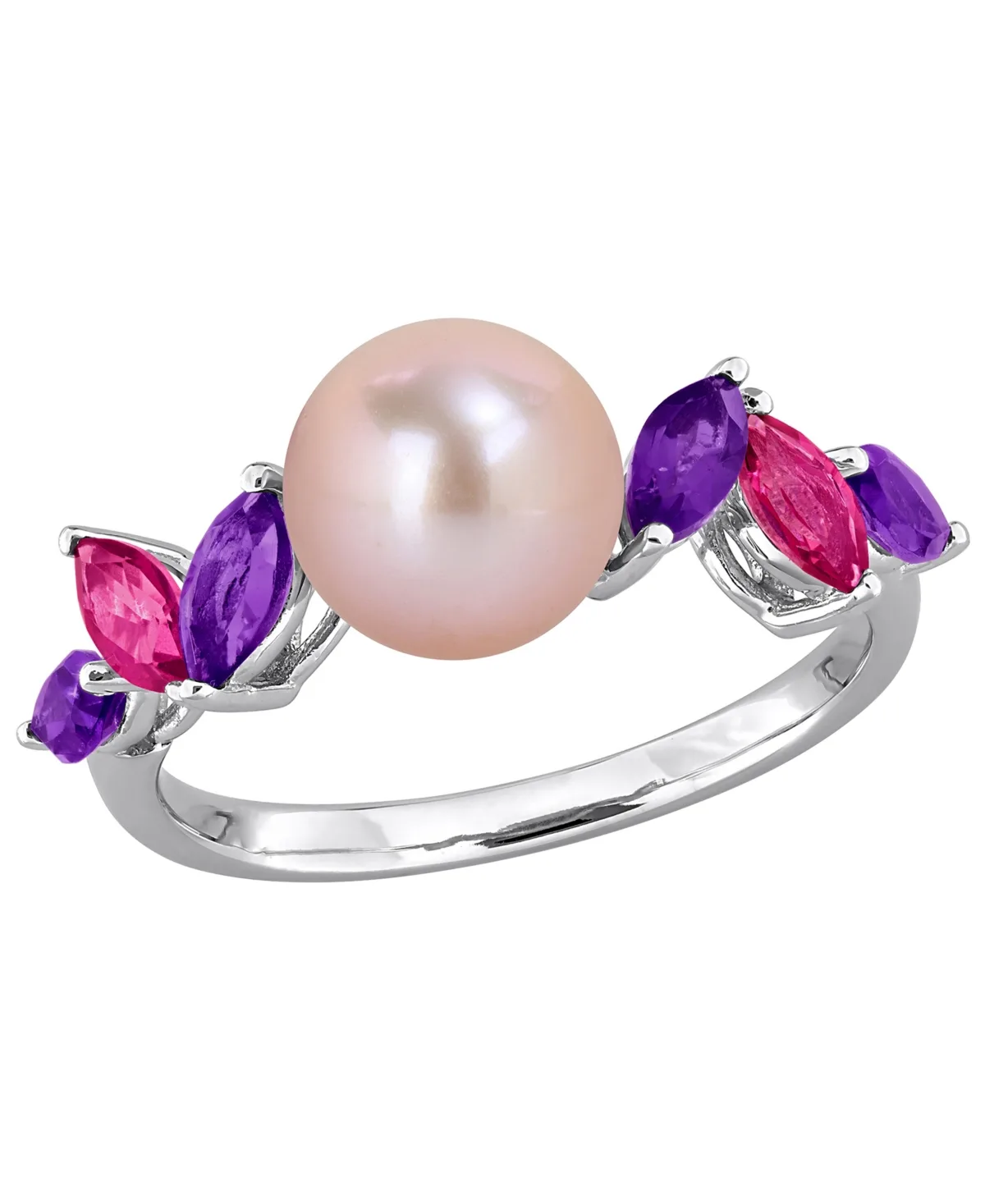 Cultured Freshwater Pearl, Pink Amethyst (5/8 ct. t.w.) & Pink Topaz (3/8 ct. t.w.) Ring in Sterling Silver by Macy's