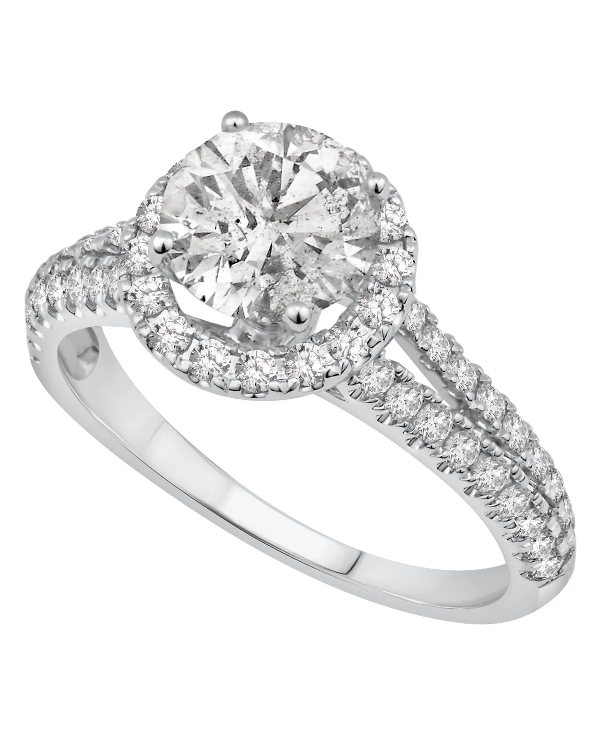 Diamond Halo Engagement Ring (2 ct. t.w.) in 14K White Gold by Macy's