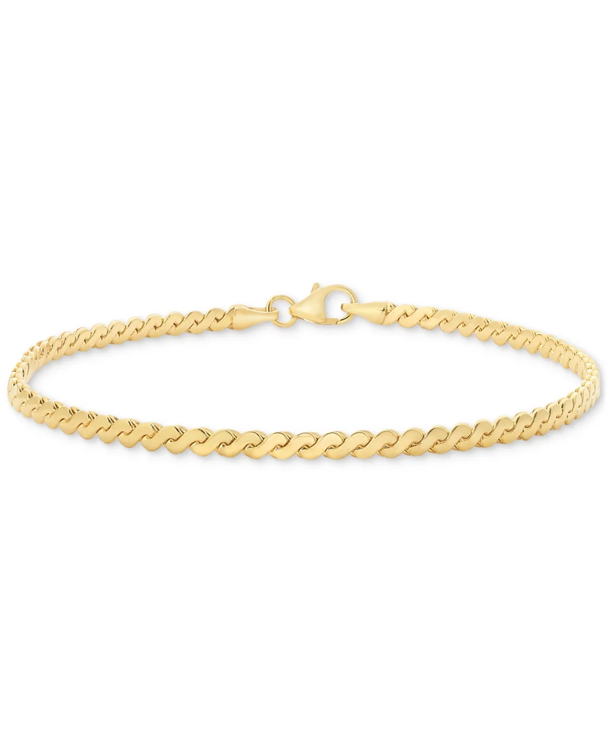 Polished Serpentine Link Chain Bracelet in 14k Gold by Macy's