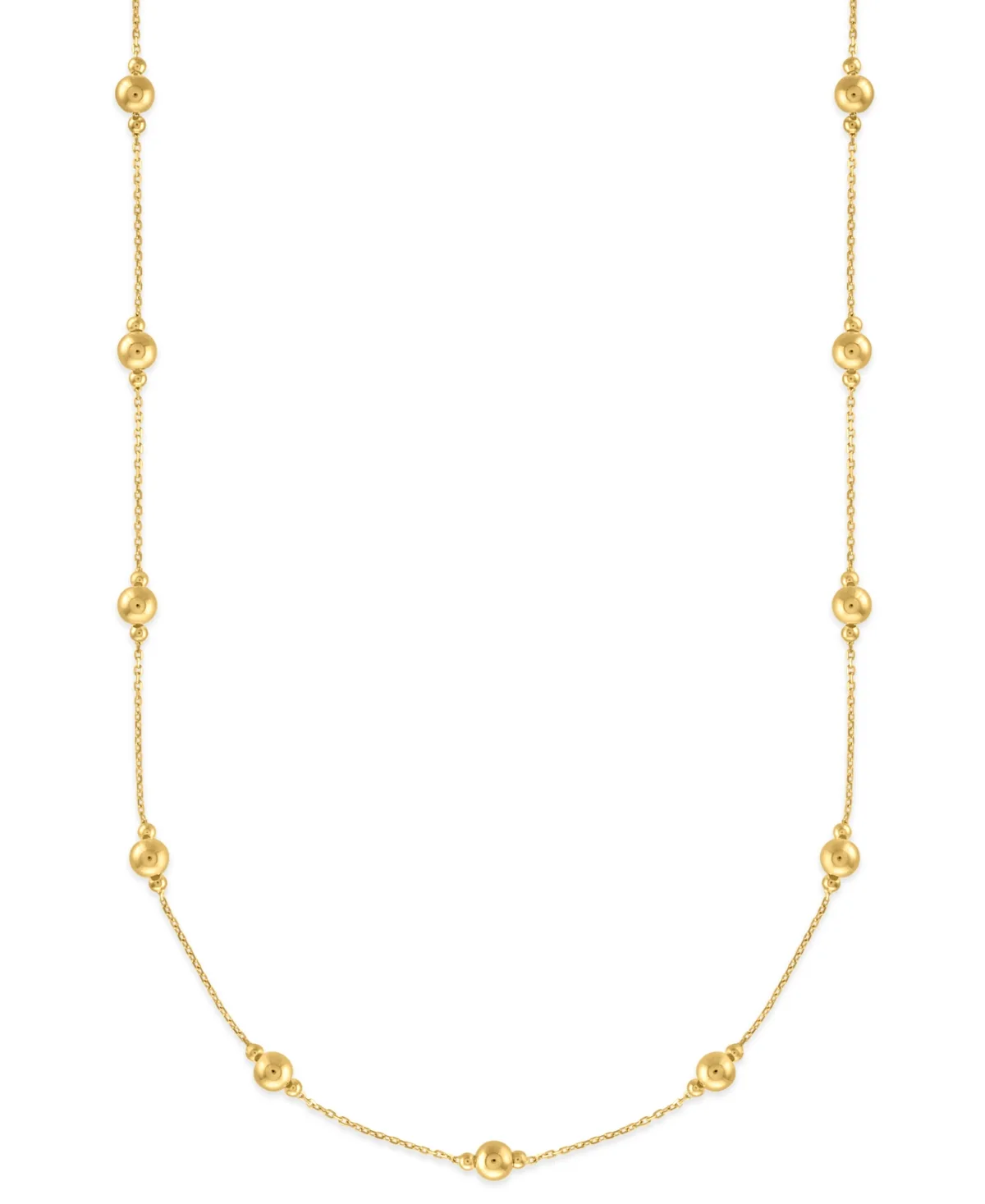 Multi Bead Station Necklace in 14k Gold