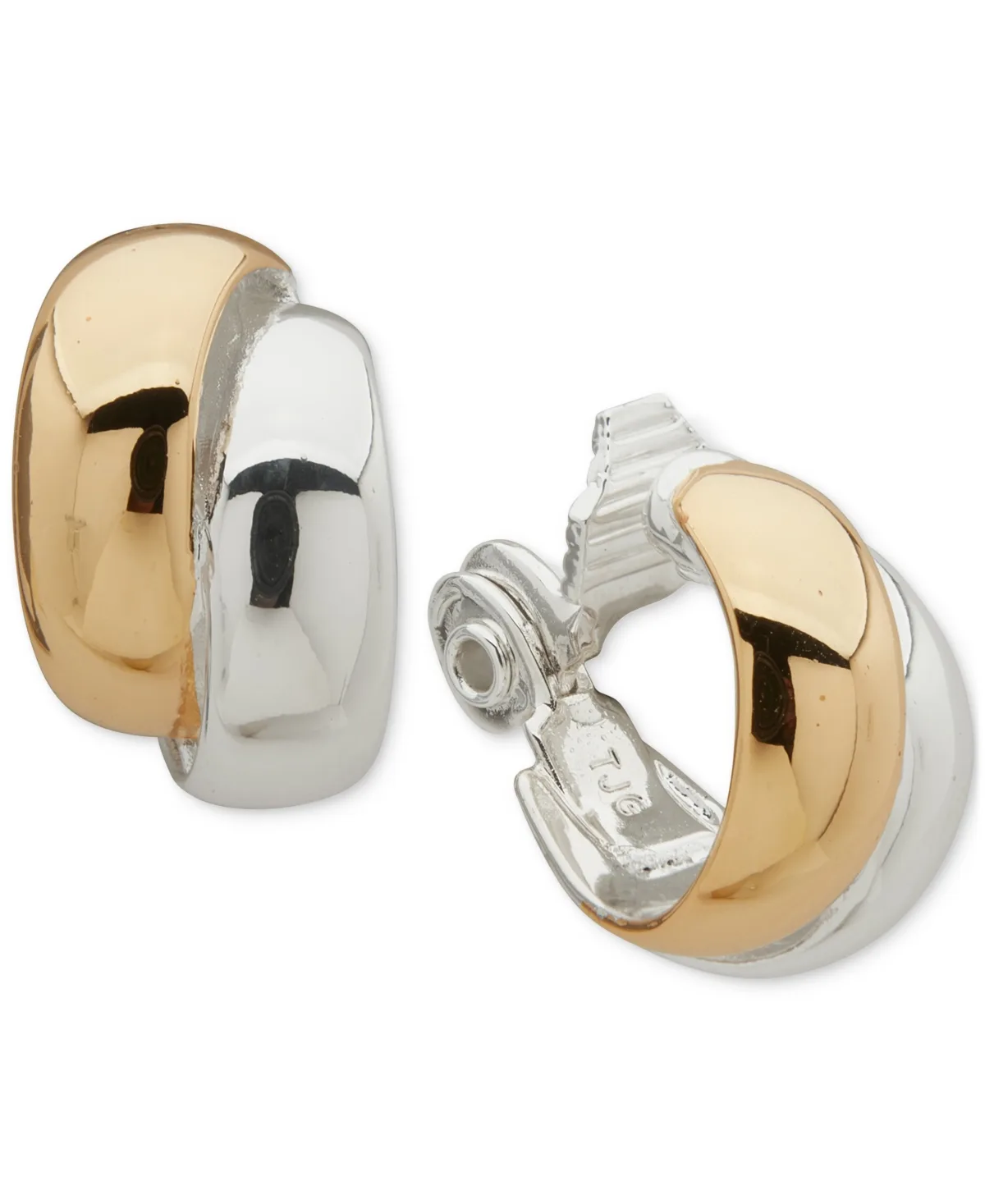 Two-Tone Two-Row Button Clip Earrings by Anne Klein