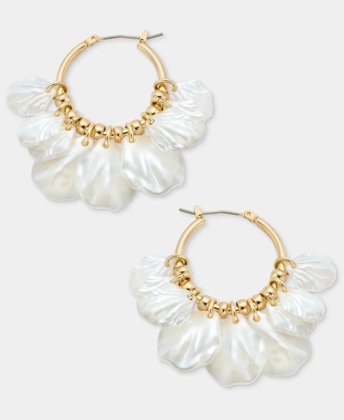 Shaky Imitation Pearl Charm Hoop Earrings