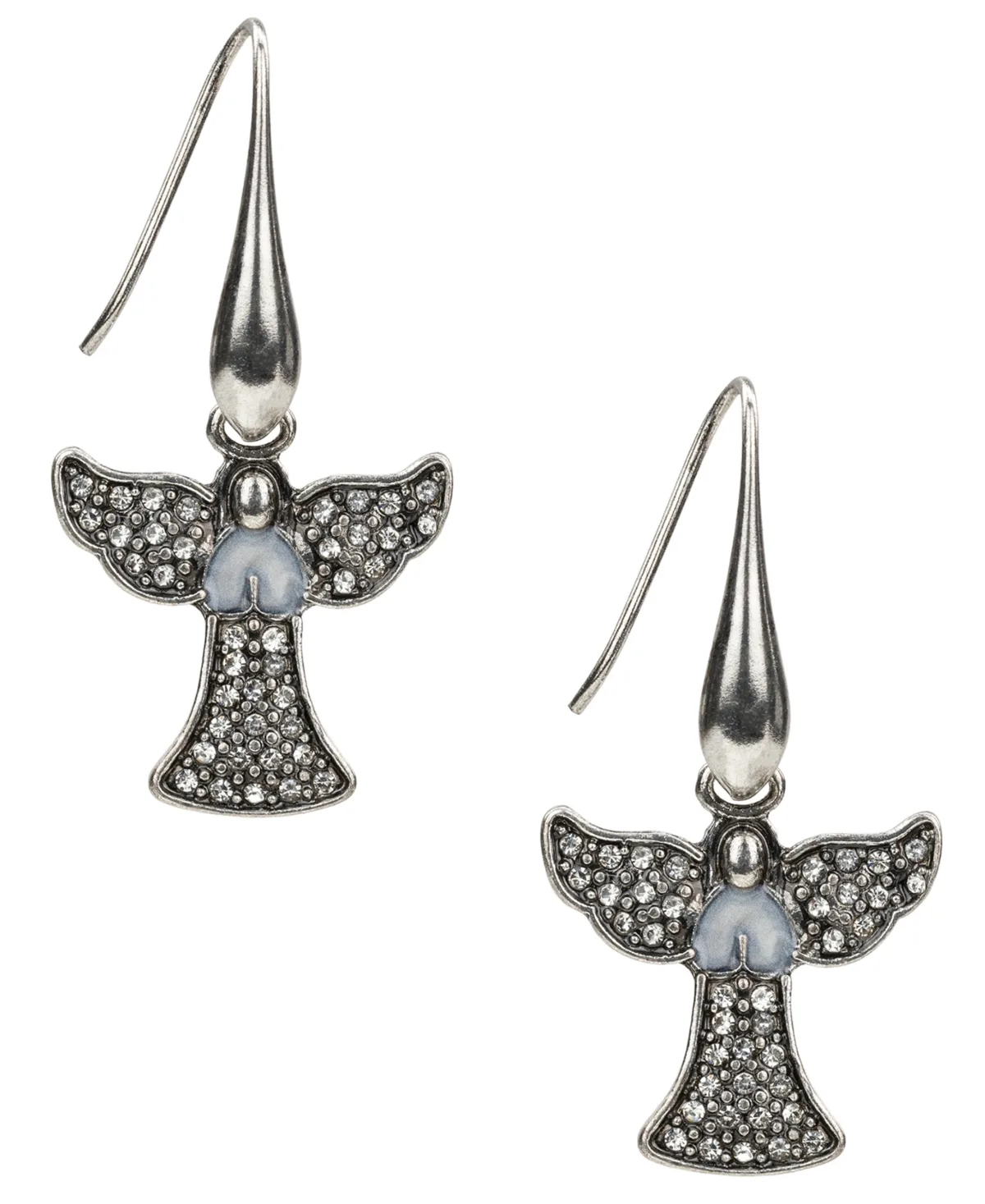 Glass Stone Silver-Tone Angel Drop Earrings by Patricia Nash