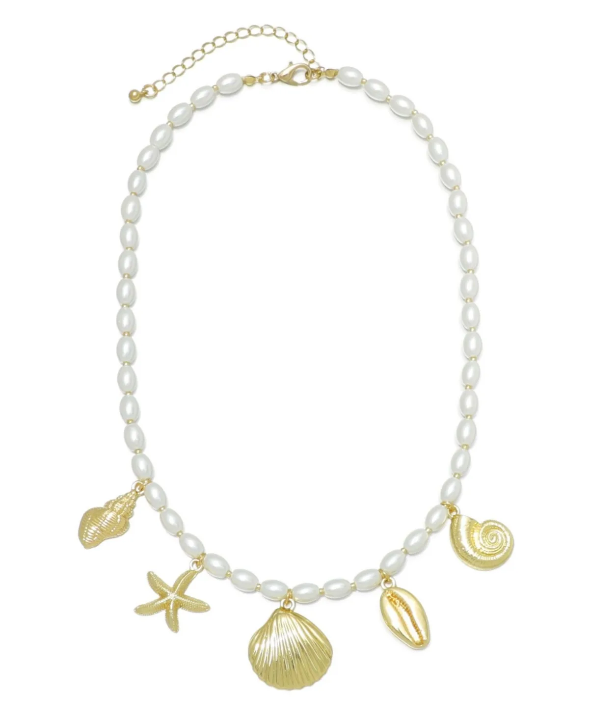Gold Chunky Pearl and Sea Charms Necklace by Adornia