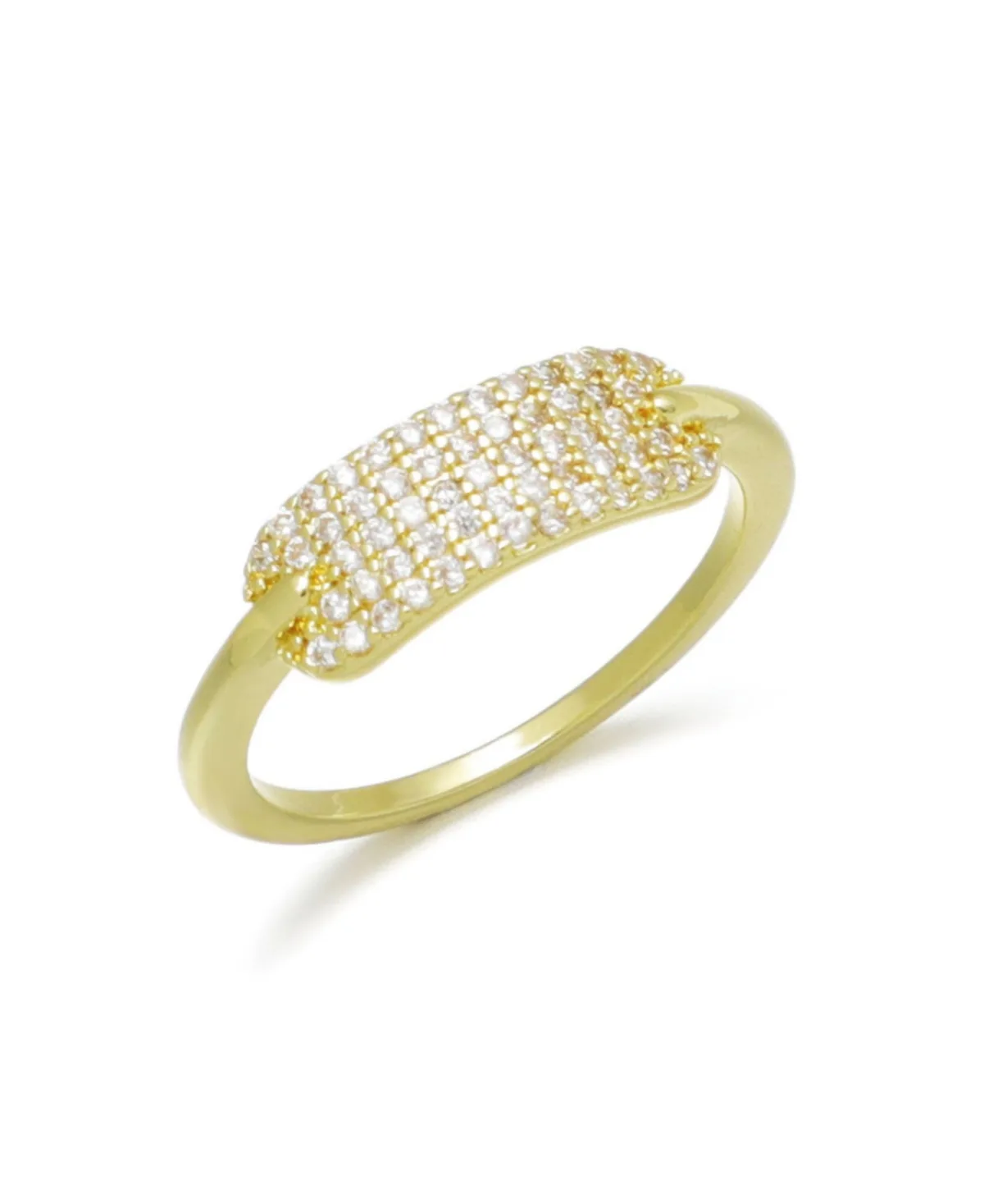 Gold-Plated Cubic Zirconia Plate Band Ring by Adornia
