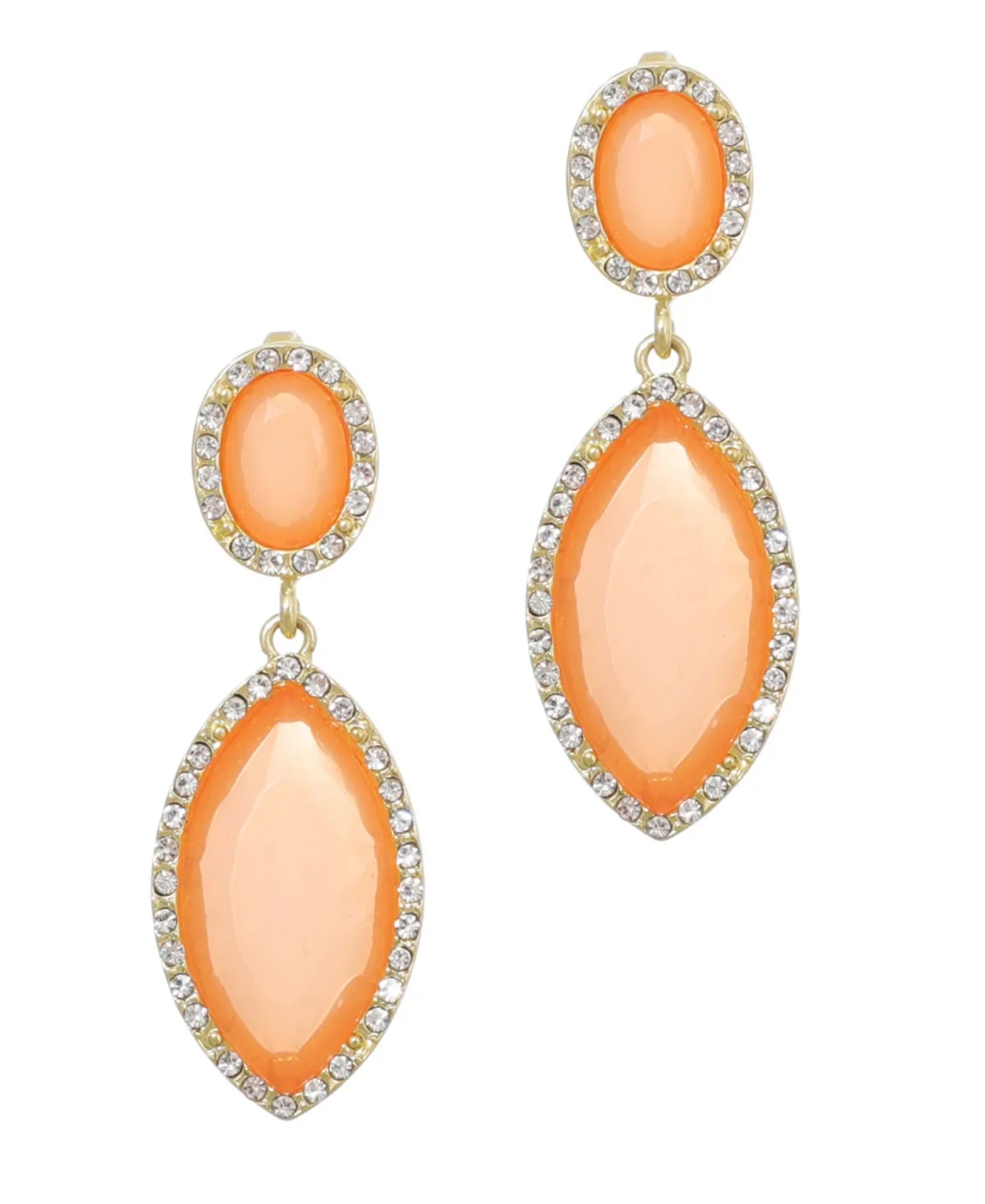 Gold Crystal Blue Statement Earrings by Adornia