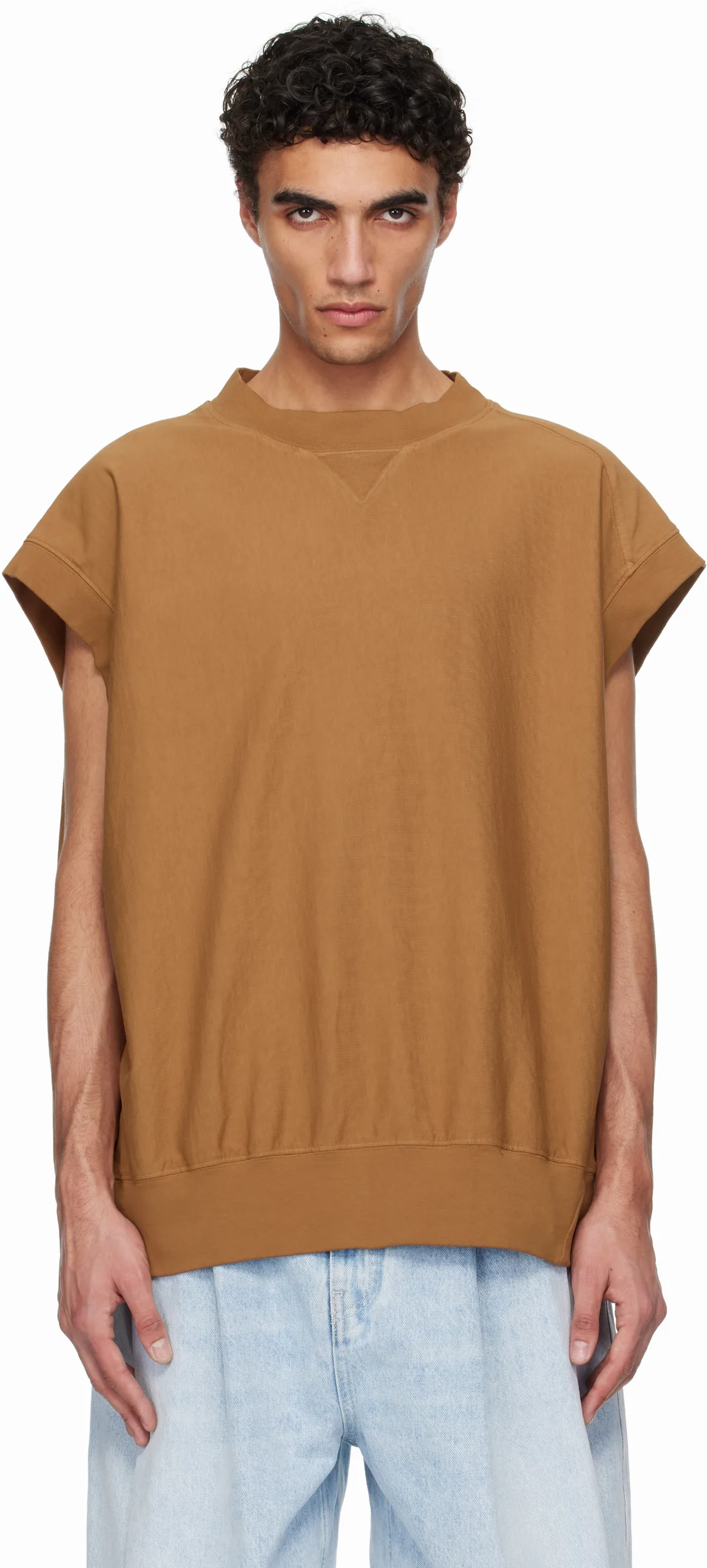 Tan Cap Sleeve Sweatshirt