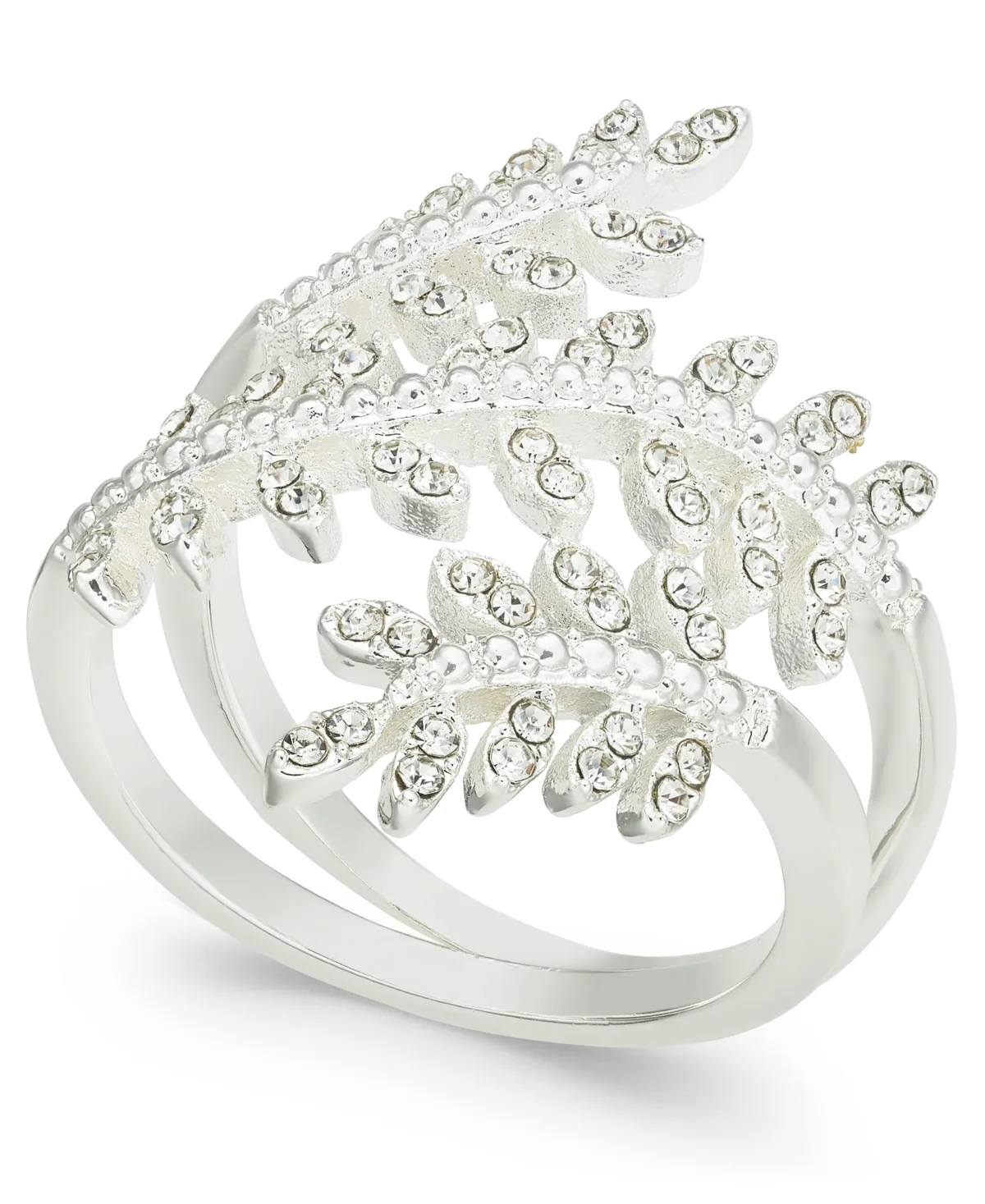 Fine Silver Plate Crystal Leaf Wrap Ring by Charter Club