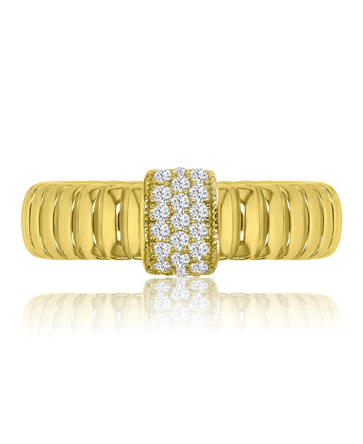 Cubic Zirconia Pave Ribbed Ring in 14k Yellow Gold Over Sterling Silver by Macy's