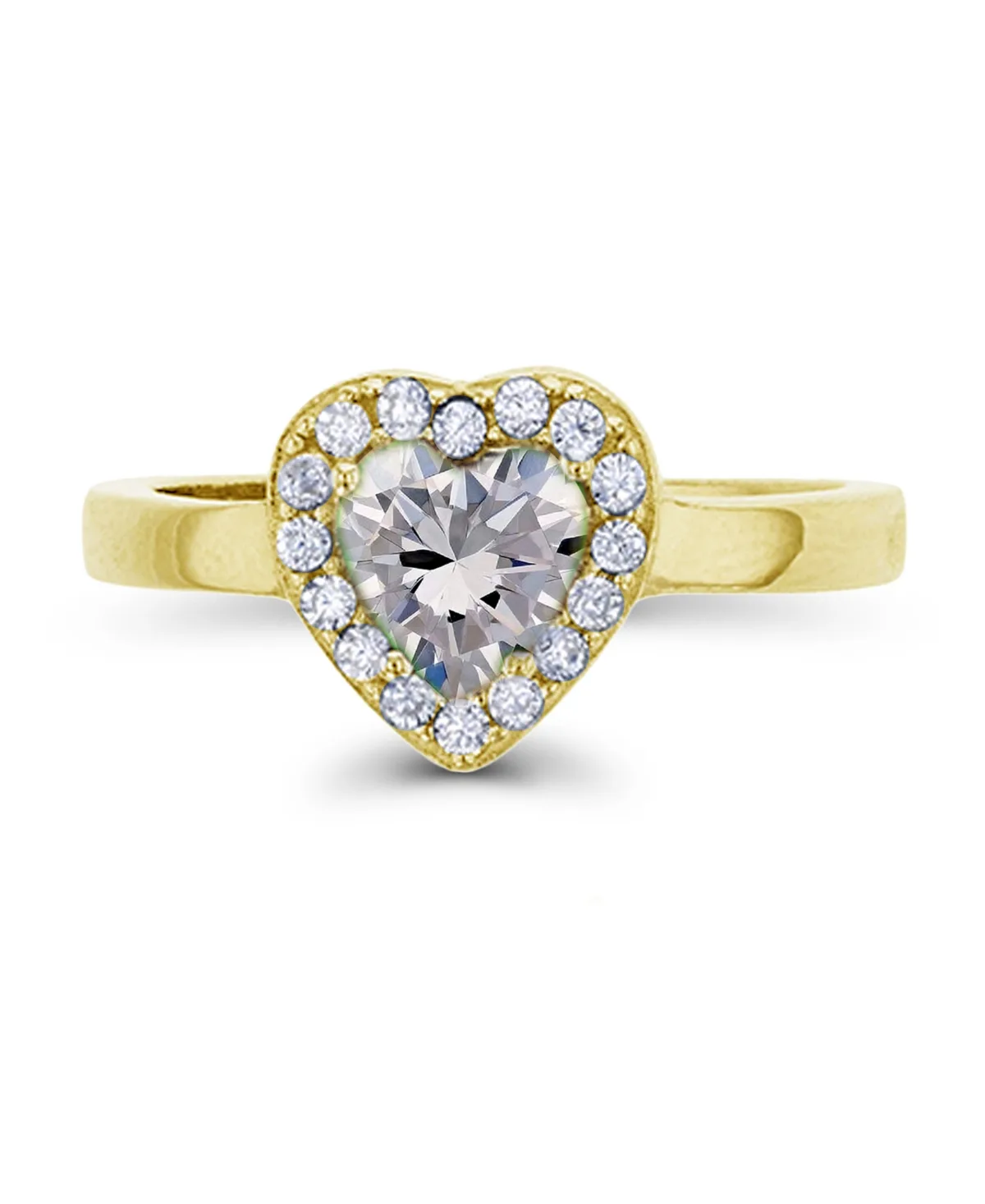 Cubic Zirconia in 14K Gold Over Sterling Silver Heart Round Pave Ring by Macy's
