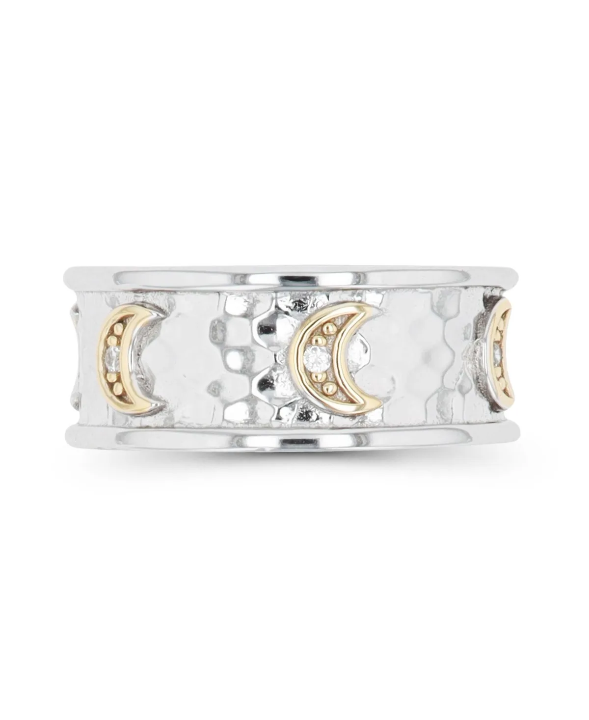 Cubic Zirconia Two Tone Hammered Crescent Moons Ring by Macy's