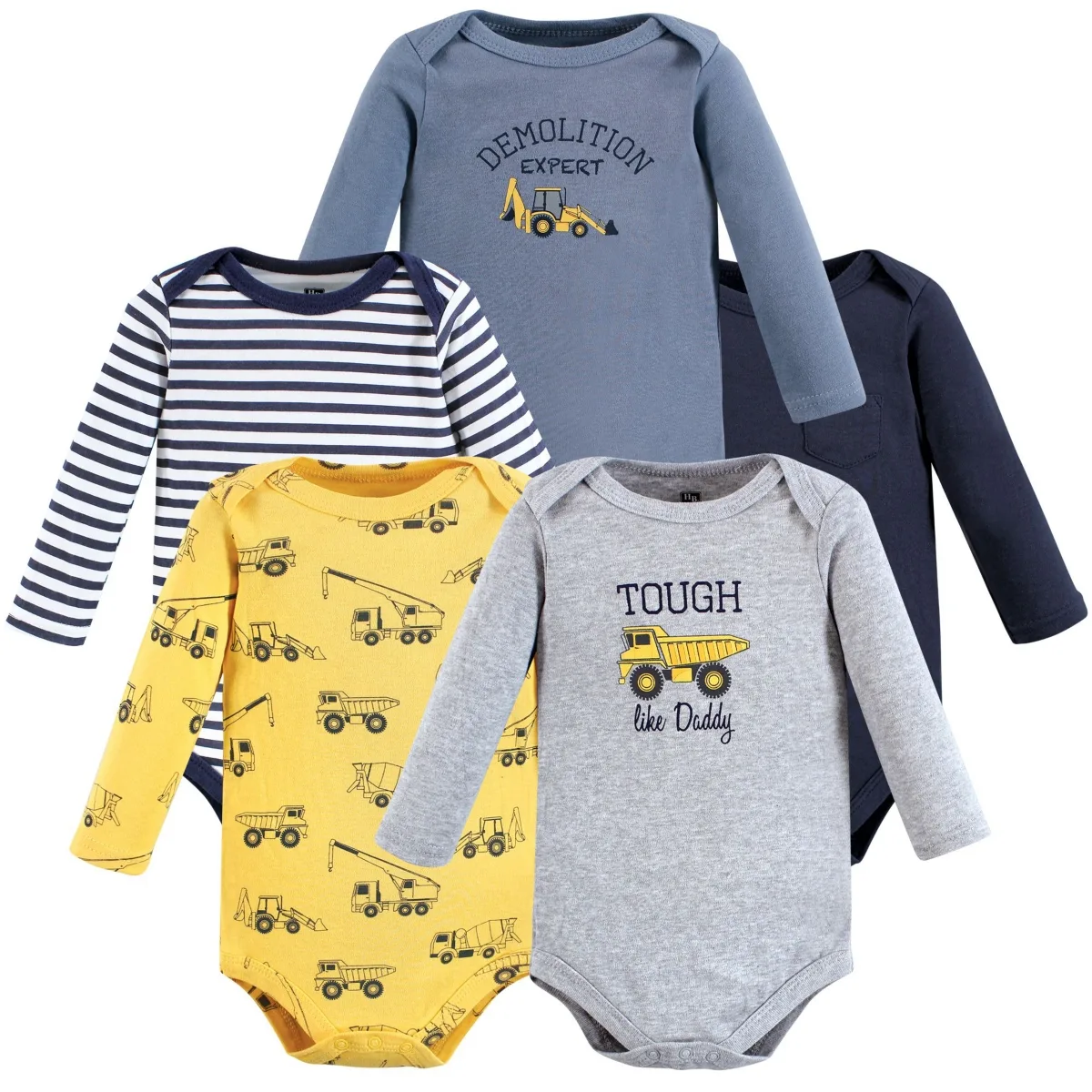 Soft Cotton Long-Sleeve Bodysuit Bundle (5-Count) by Hudson Baby