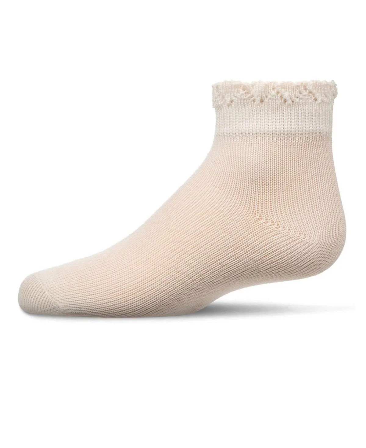 Crochet Ruffle-Trim Mercerized Cotton Blend Ankle Sock by Memoi