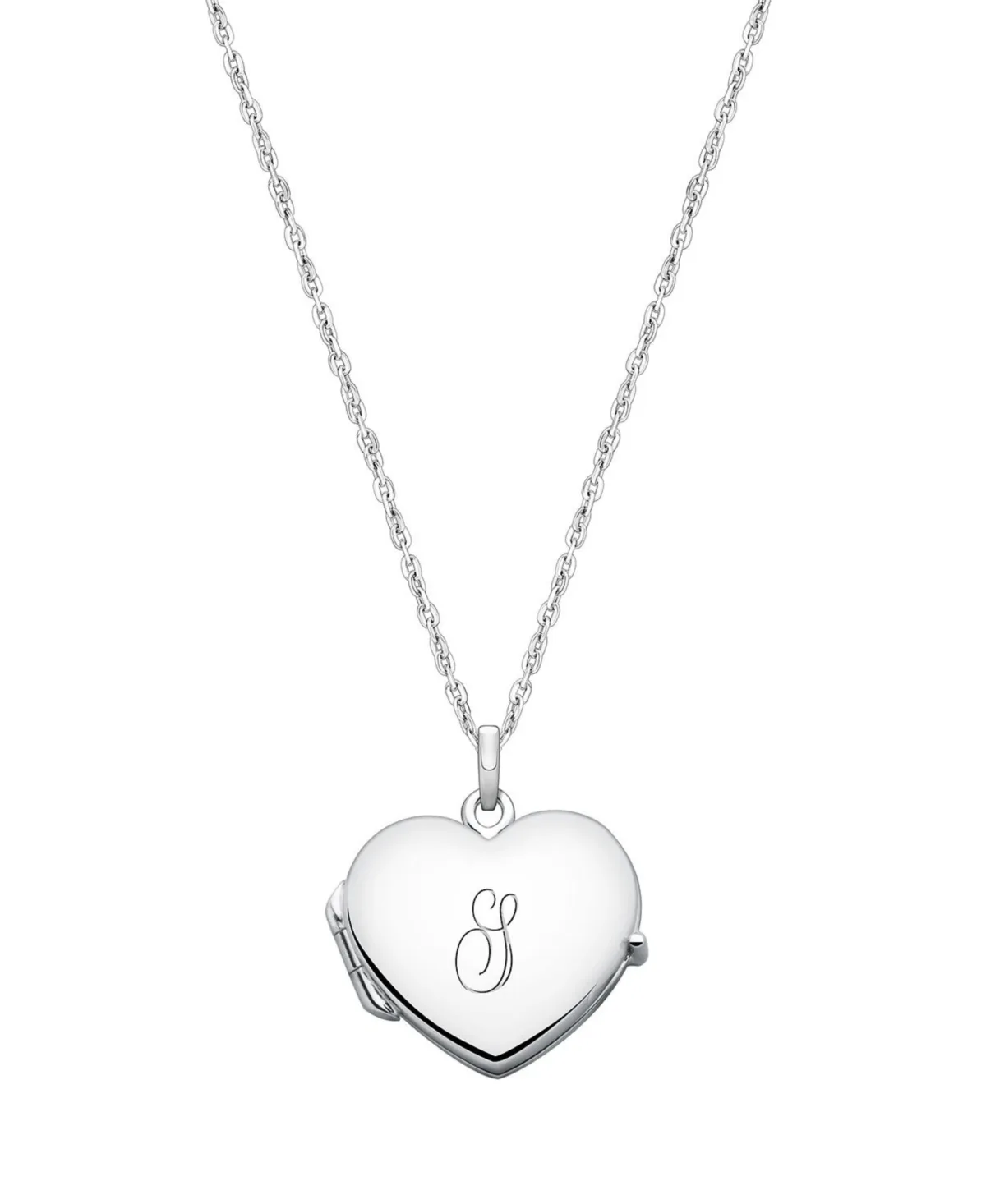 Sterling Silver Heart Locket & Engraved Initial 14-16" Necklace by Tiny Blessings