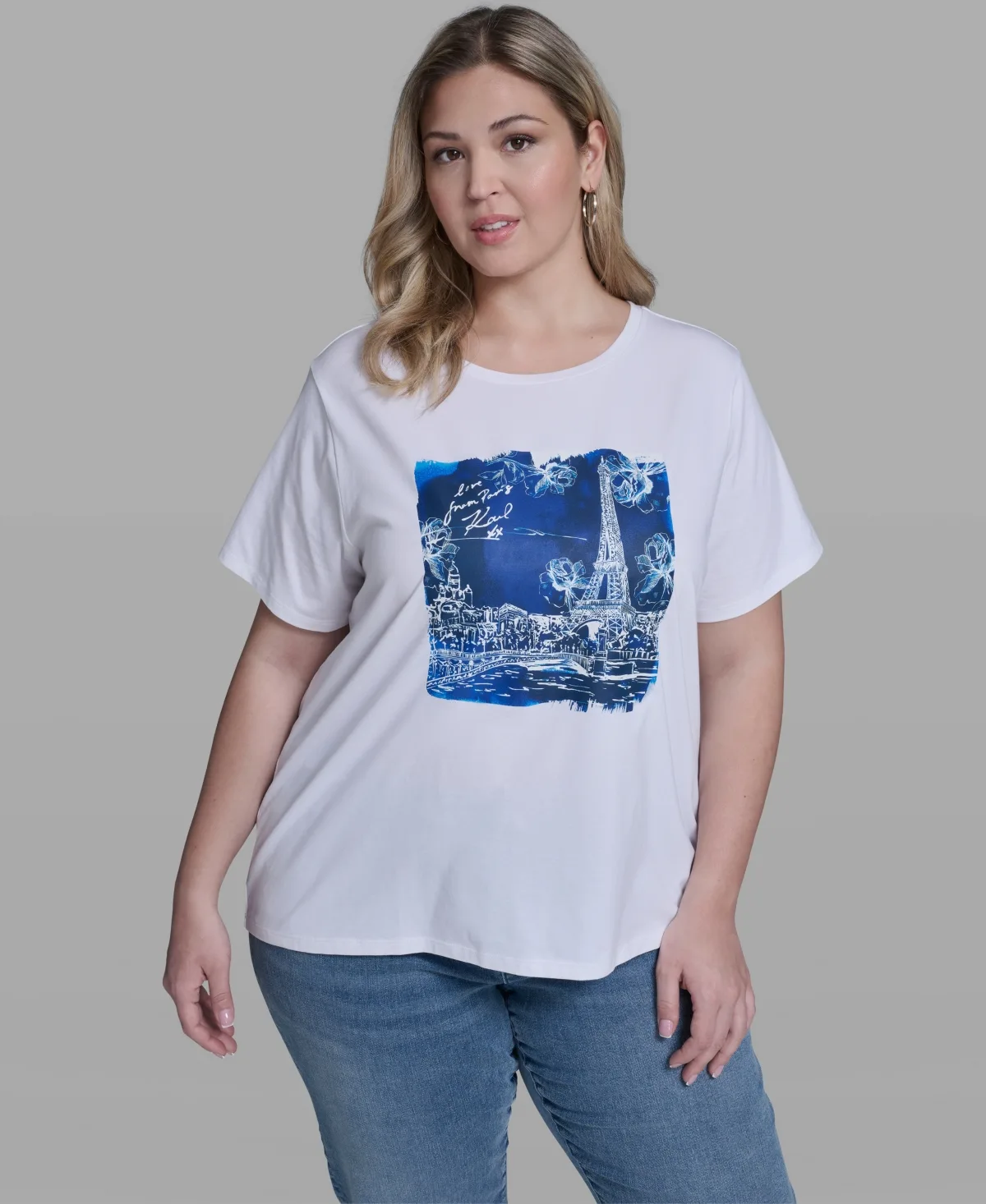 Watercolor Paris Crewneck T-Shirt by Karl Lagerfeld Paris