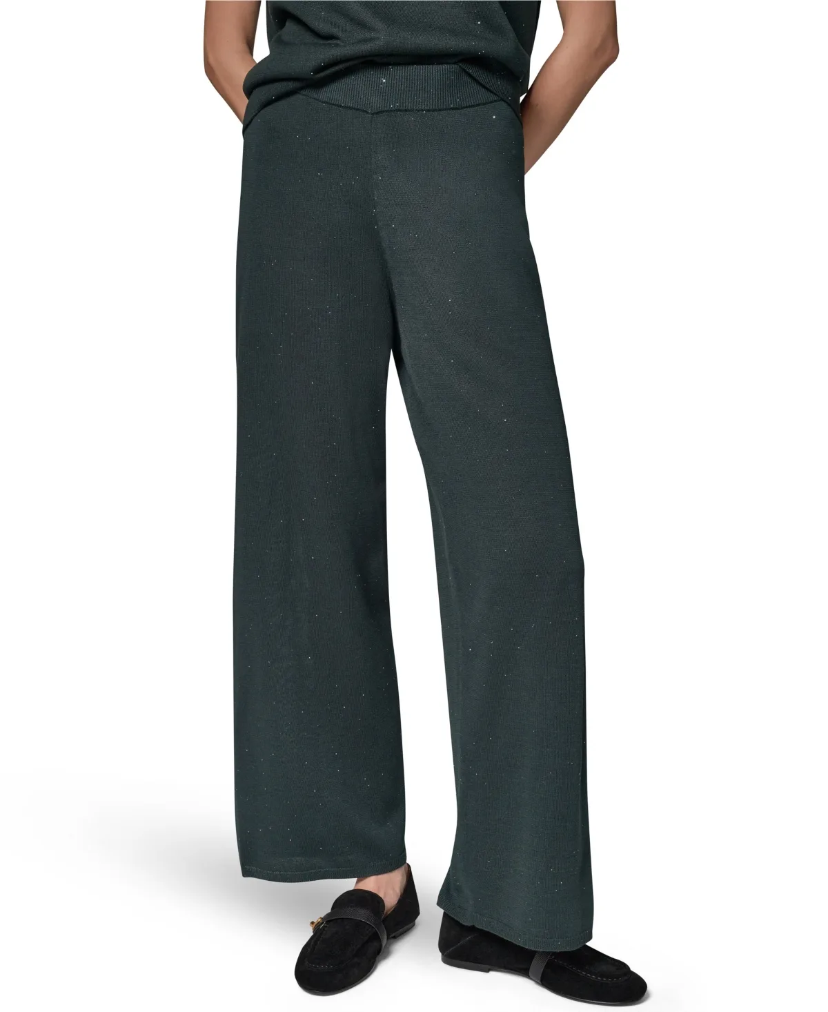 Sequin Wide-Leg Pull-On Pants by Donna Karan New York