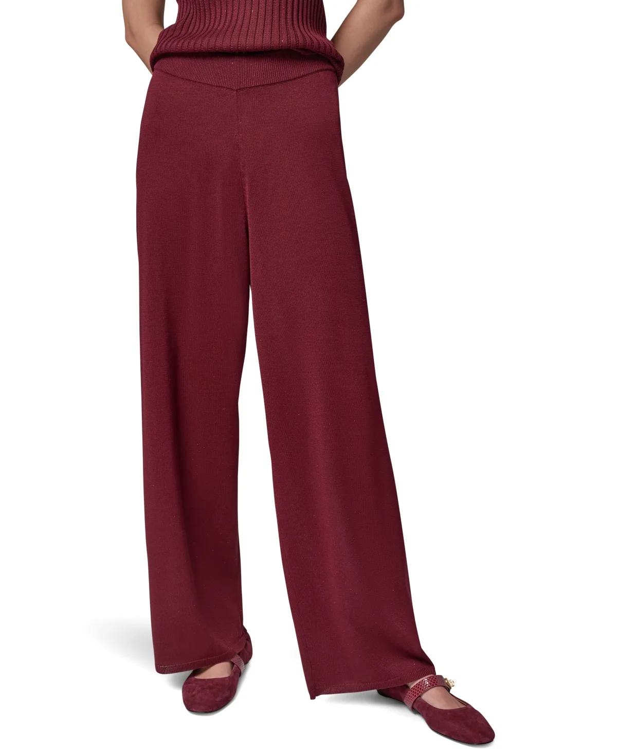 Sequin Wide-Leg Pull-On Pants