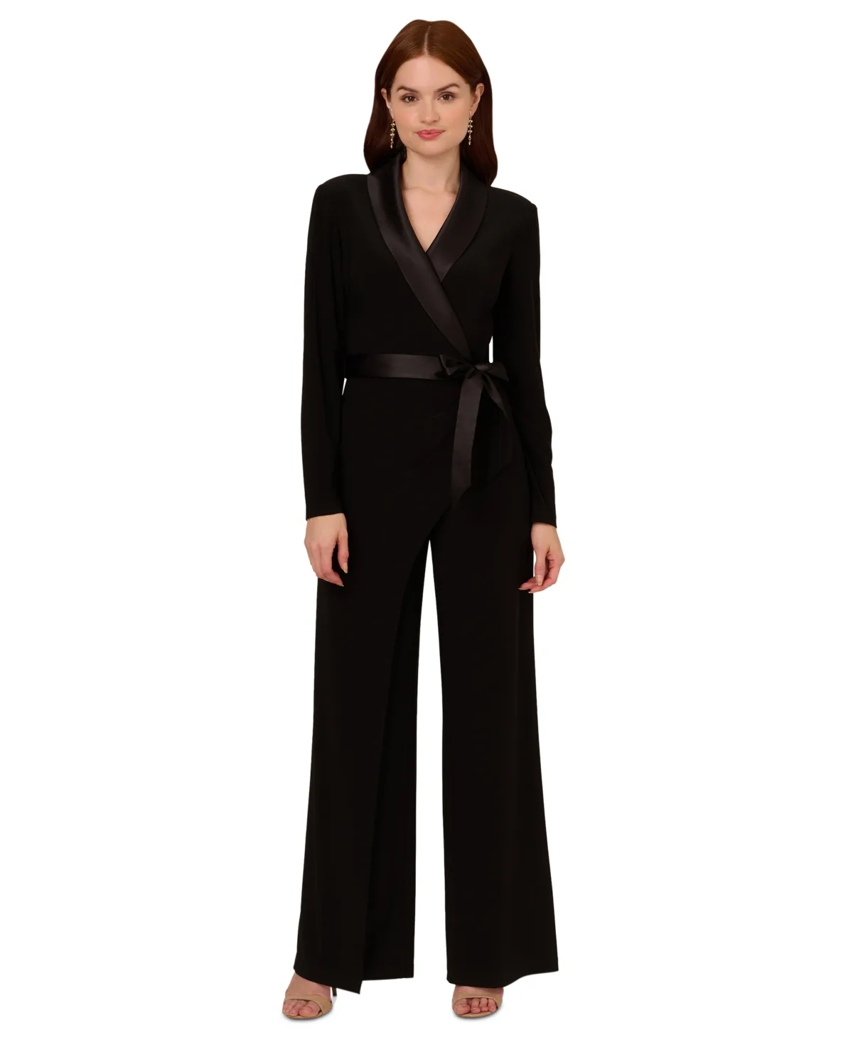 Long-Sleeve Tuxedo Jumpsuit by Adrianna Papell