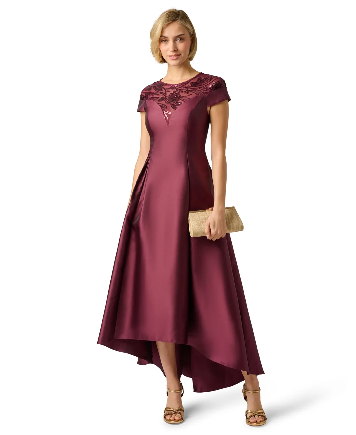 Sequin Combo Mikado High-Low Ball Gown by Adrianna Papell