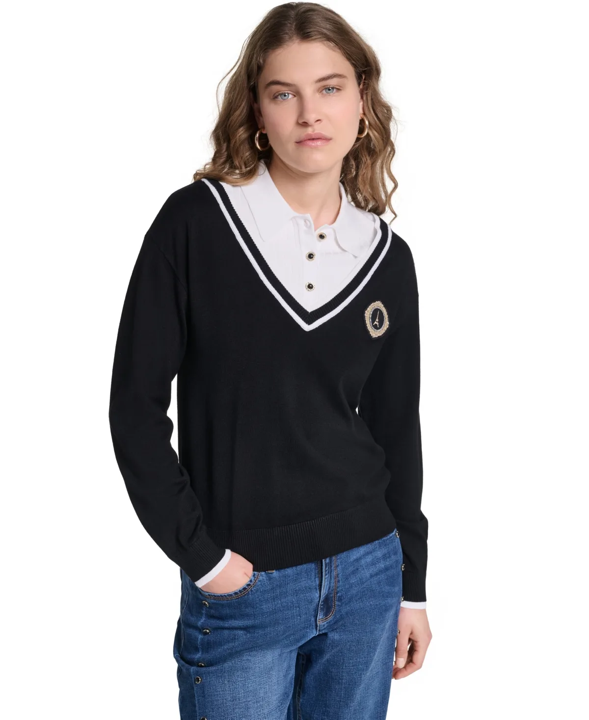 Twofer Collared Sweater by Karl Lagerfeld Paris