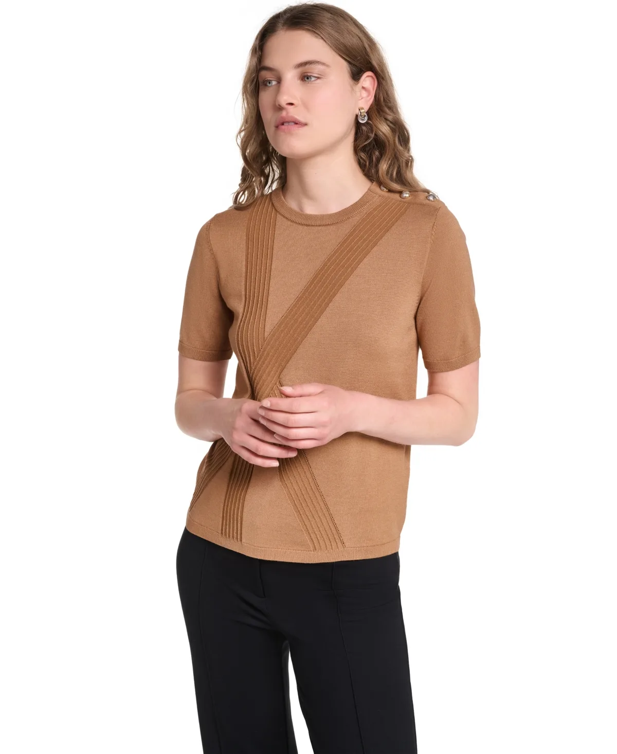 Crewneck Short-Sleeve Sweater by Karl Lagerfeld Paris