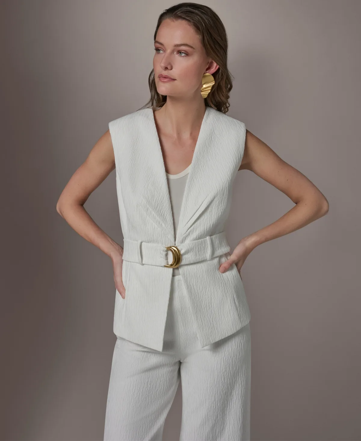 Belted Vest by Donna Karan New York
