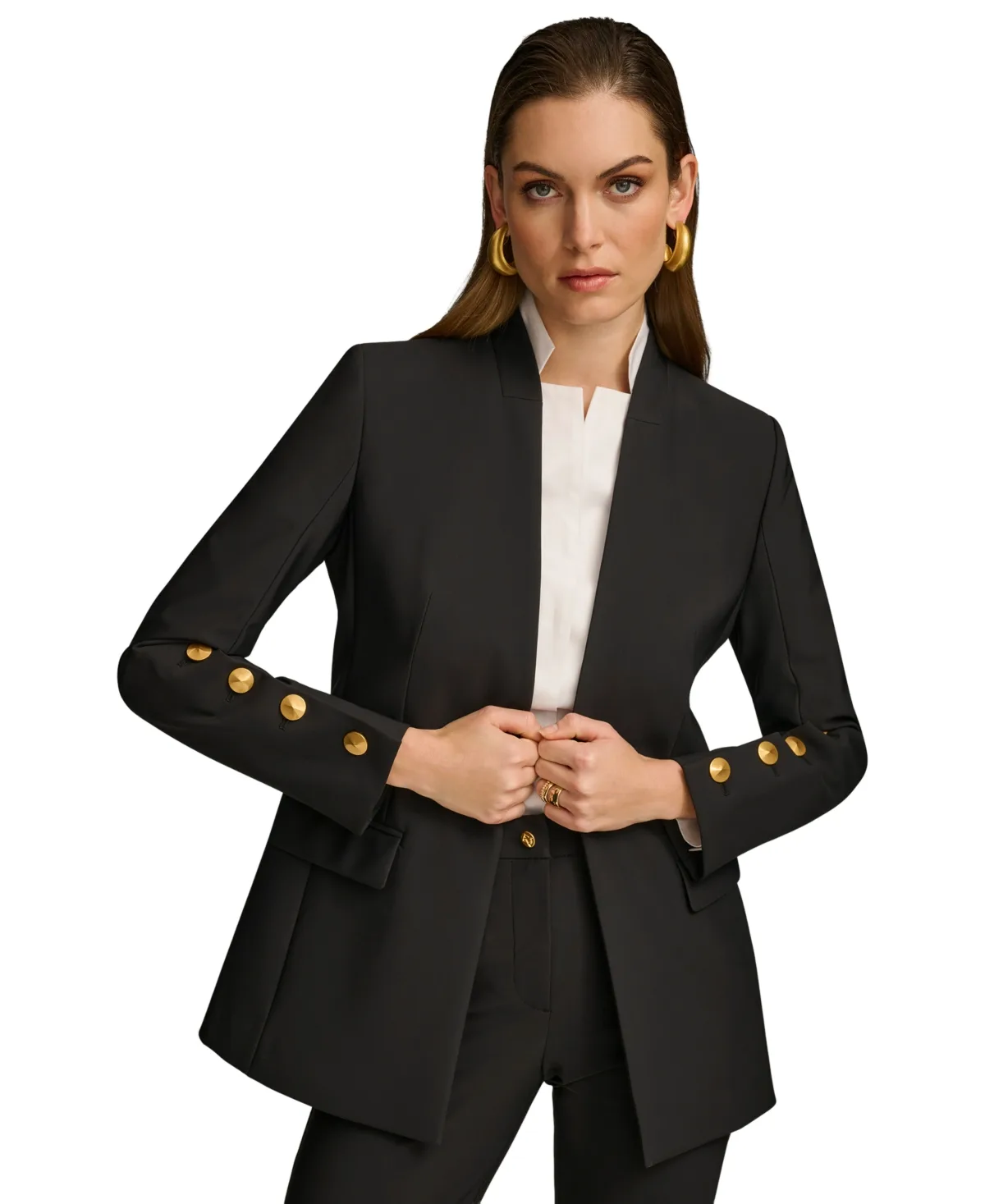 Button Sleeve Blazer by Donna Karan New York