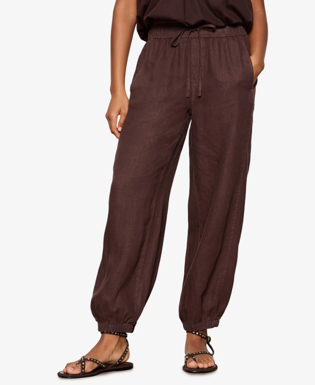 Melody Linen Mid-Rise Balloon Jogger Pants by Sanctuary