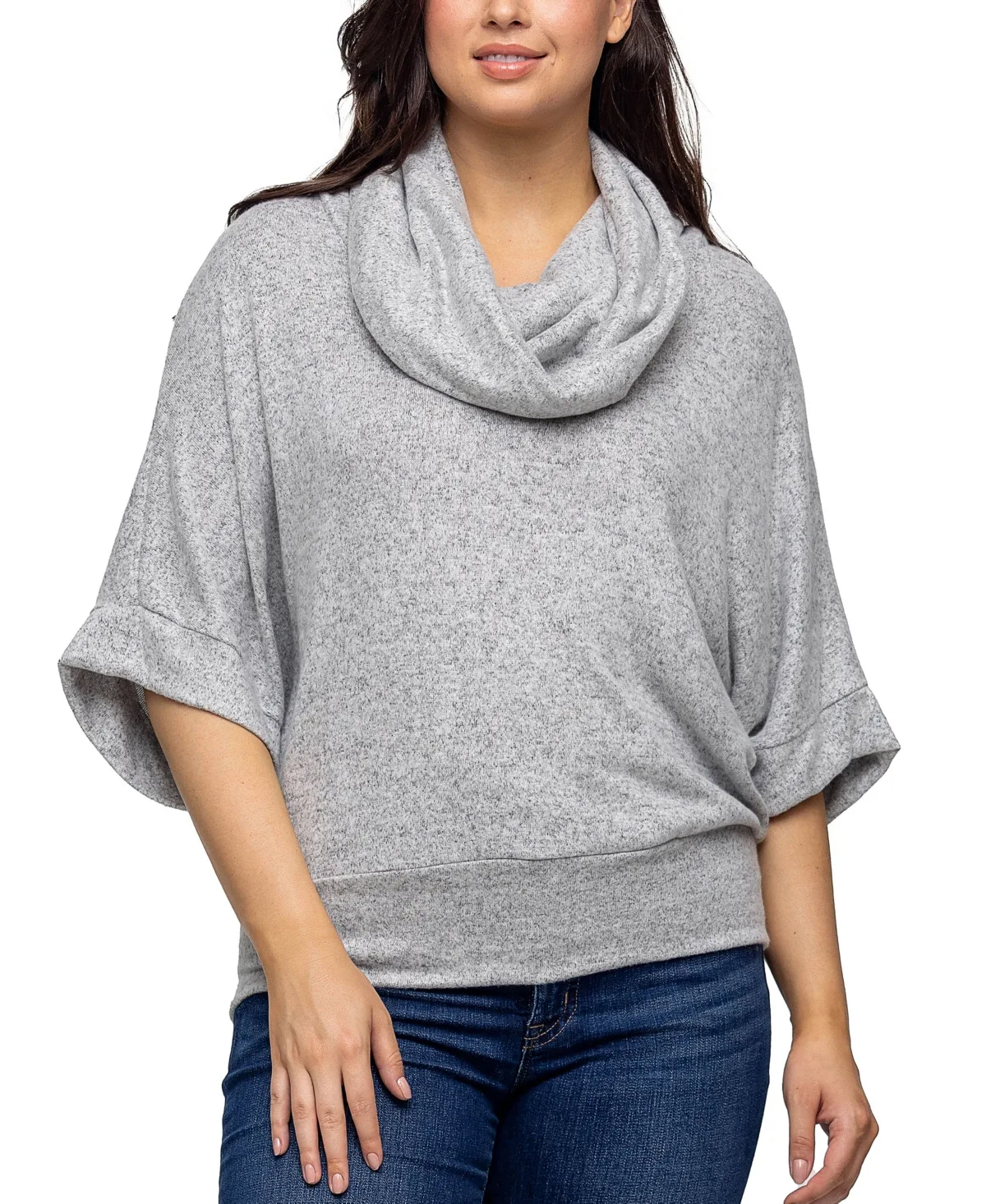Cowl Neck Dolman Sleeve Sweater Top by 24seven Comfort Apparel