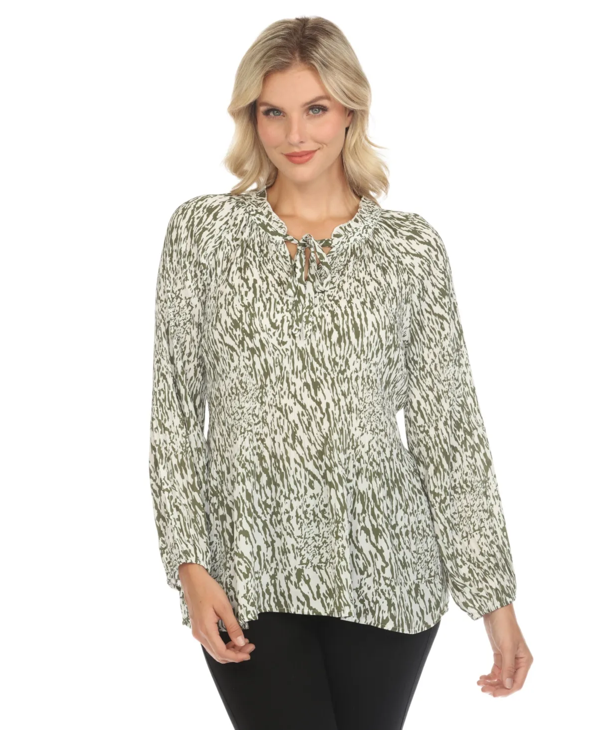 Printed Peasant Blouse by White Mark