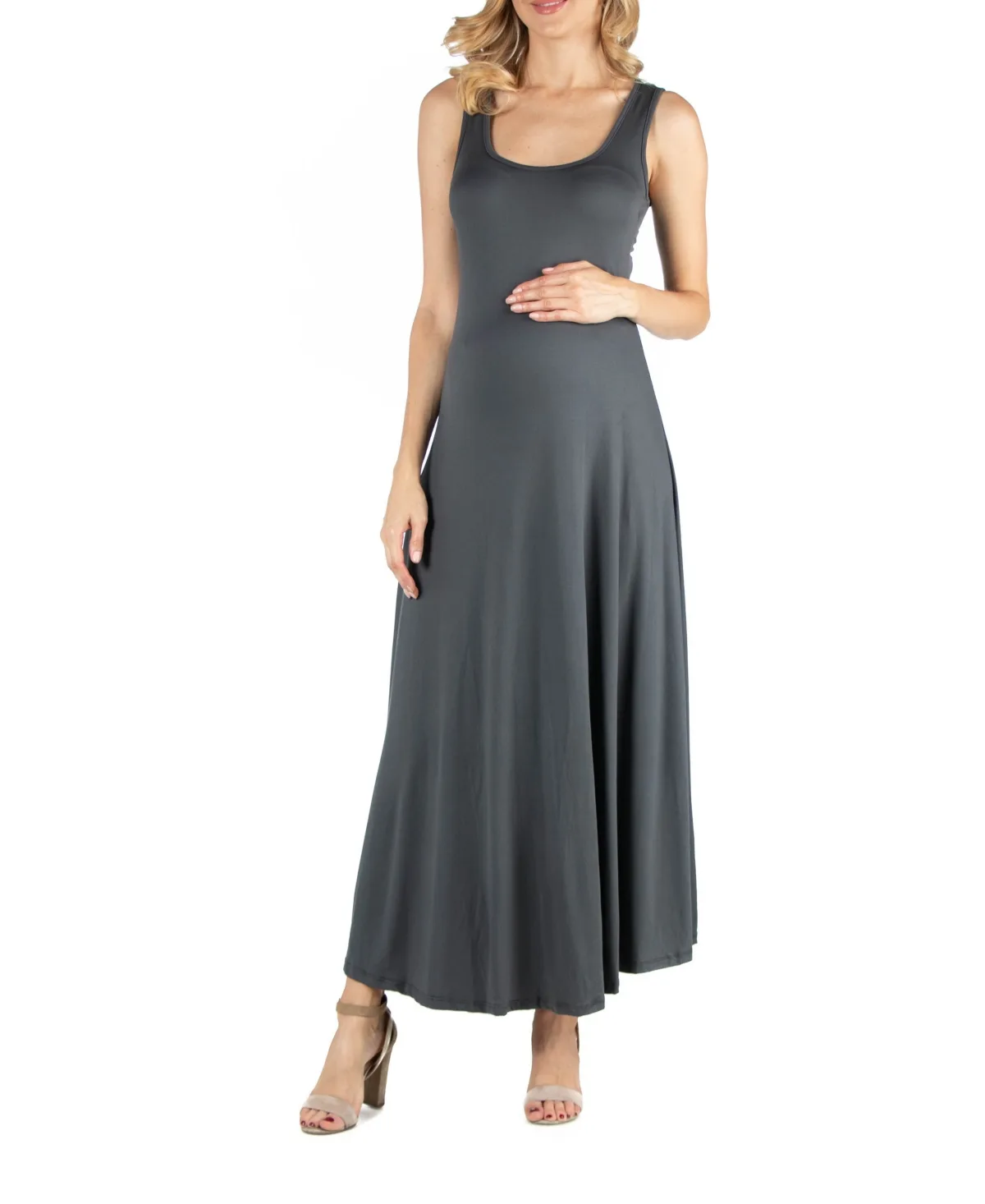 Slim Fit a Line Sleeveless Maternity Maxi Dress by 24seven Comfort Apparel