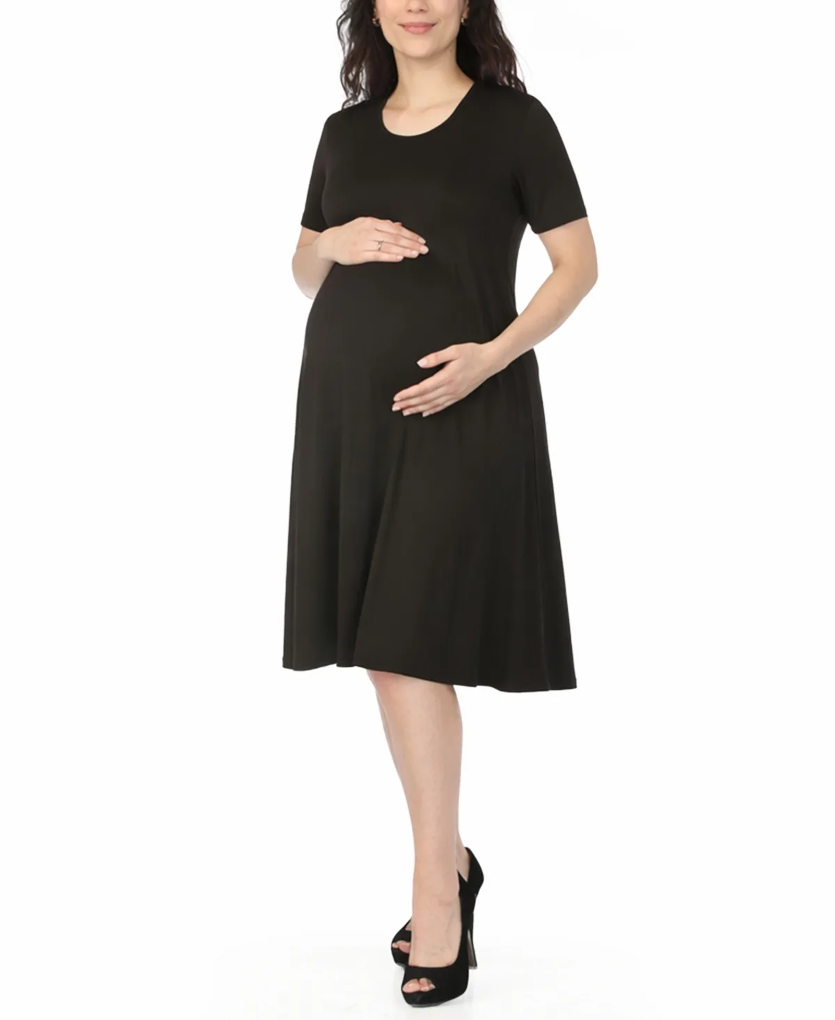 Maternity Short-Sleeve A-Line Dress by White Mark