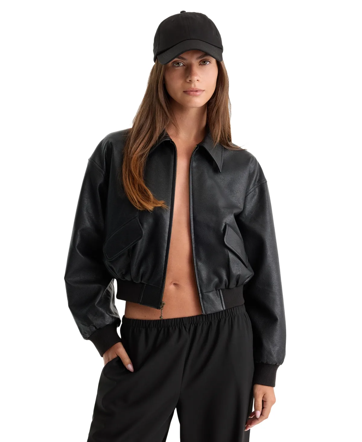 Better Than Leather Collared Jacket by Good American