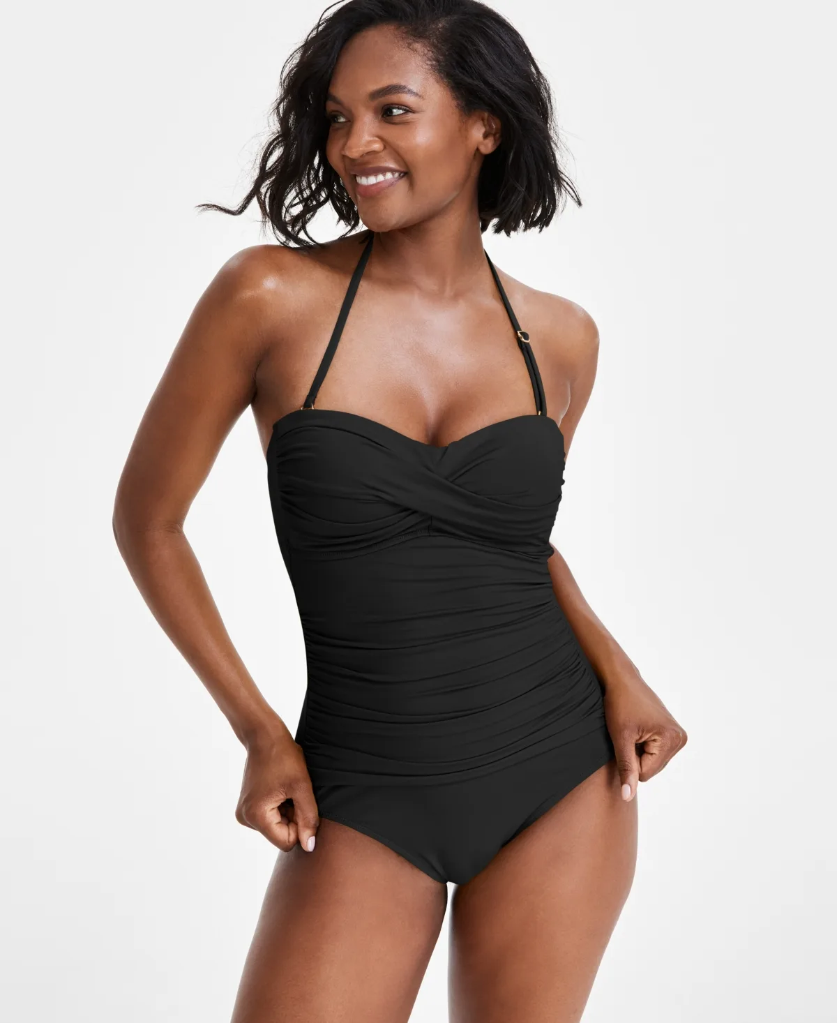 Twist-Front Ruched One-Piece Swimsuit by Anne Cole