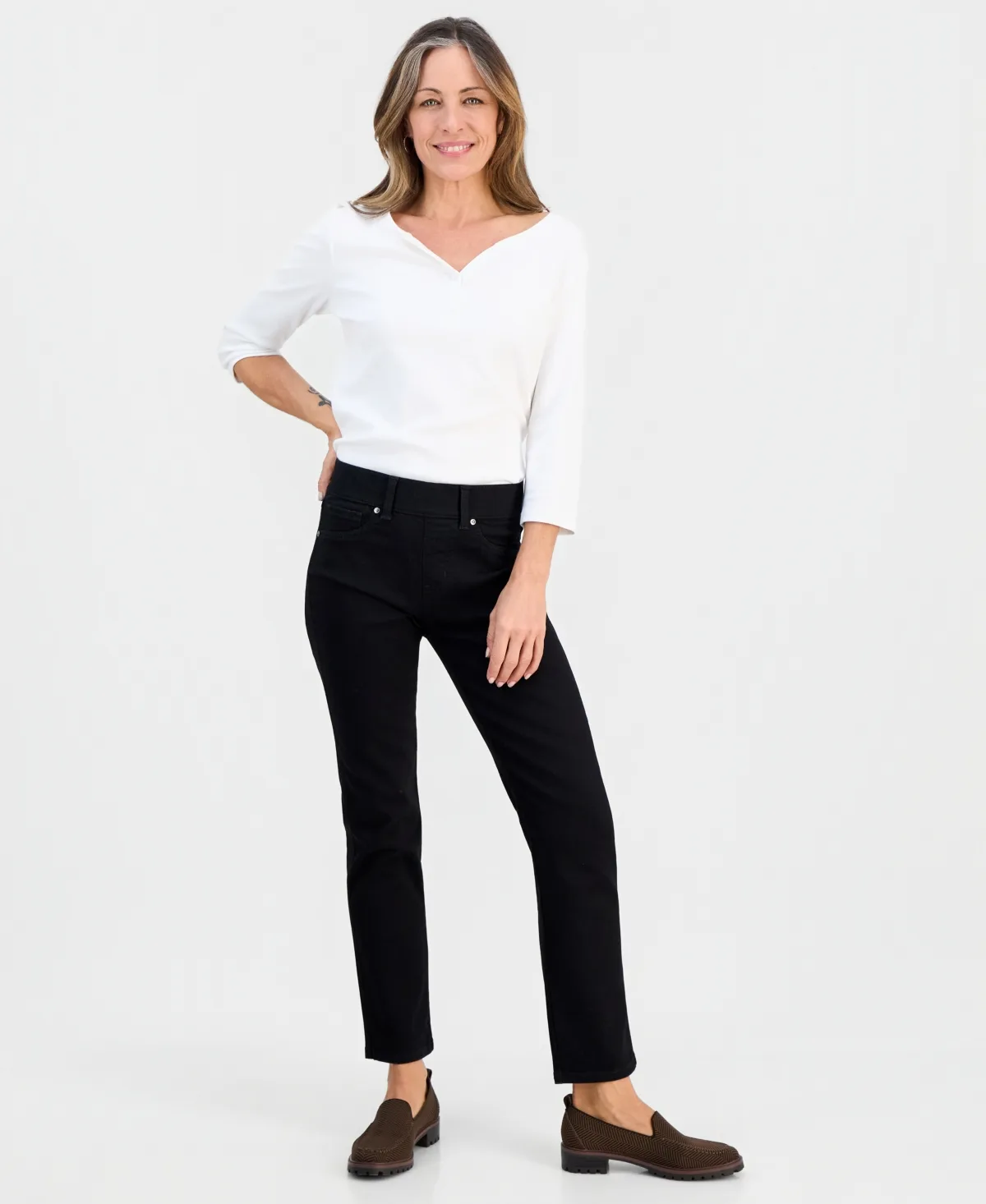 High-Rise Pull-On Straight-Leg Jeans by Style & Co