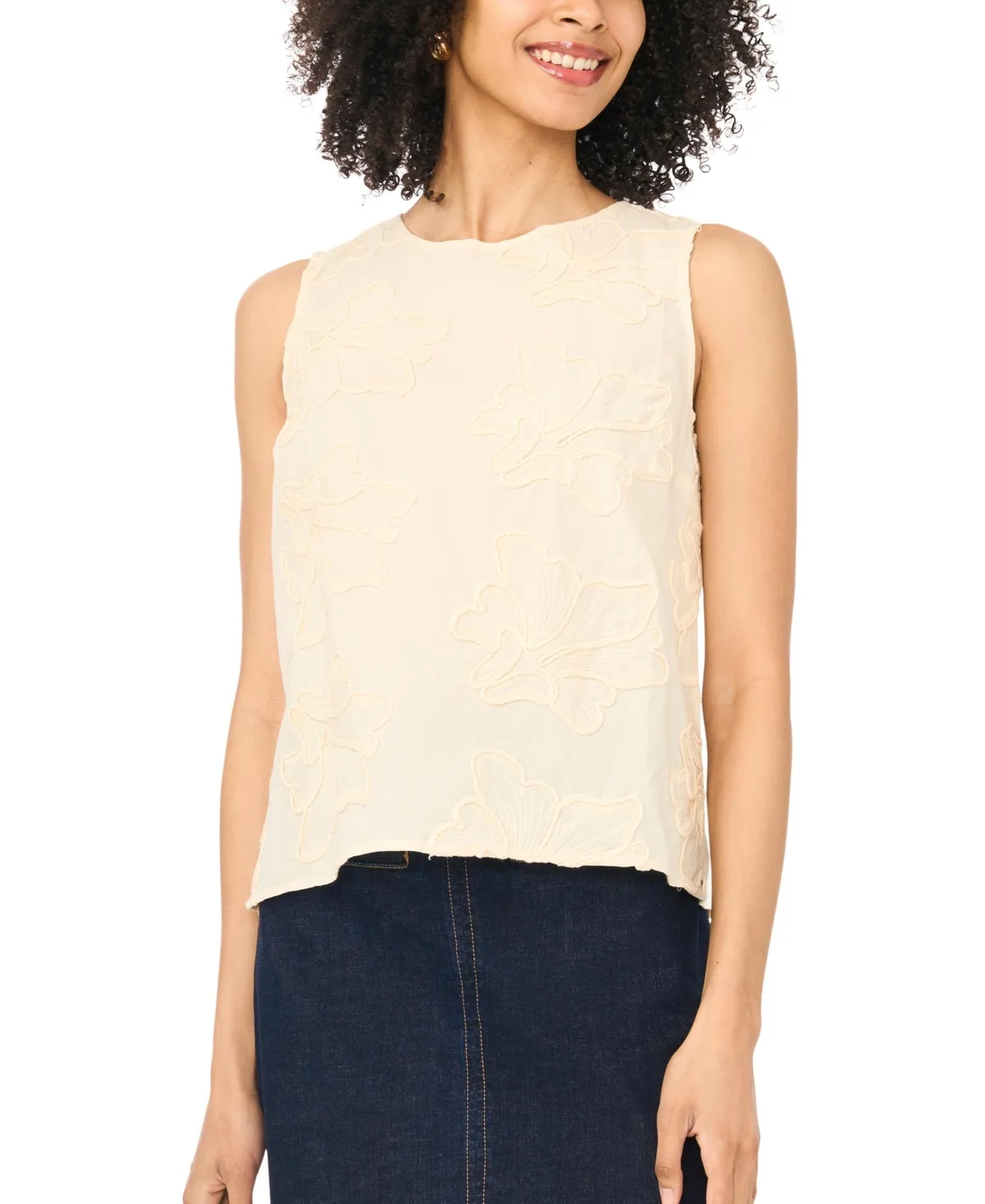 Crewneck Boxy Cotton Tank Top by Vince Camuto